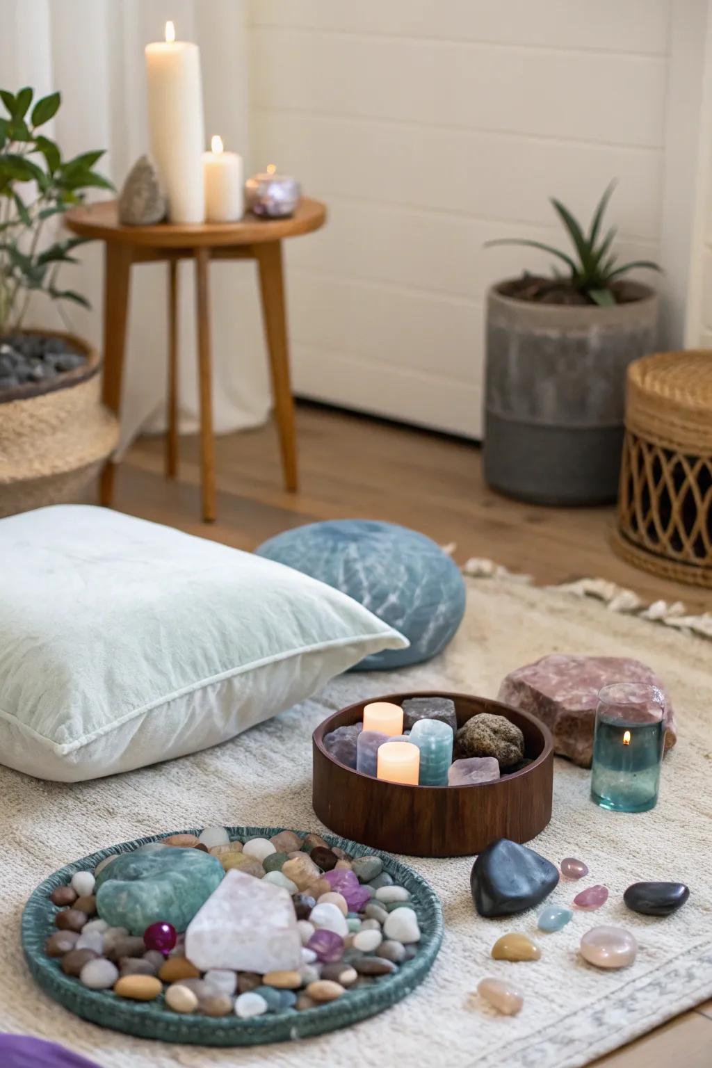 Enhance your meditation practice with grounding natural elements.