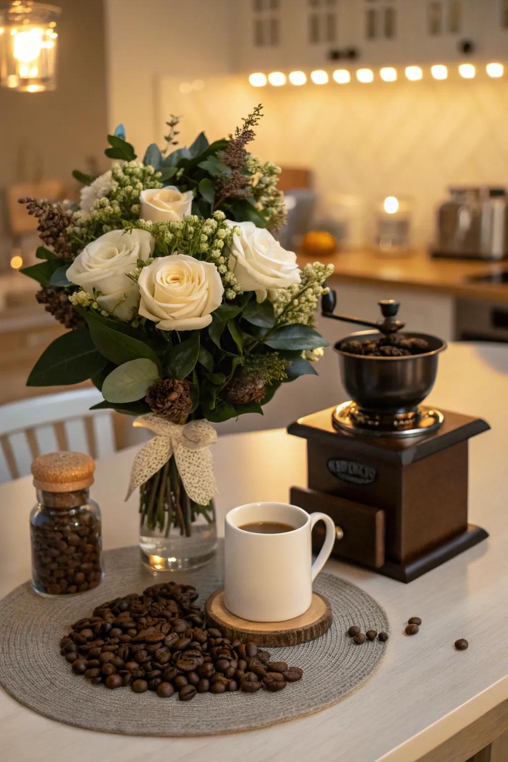 Coffee lover's bouquet, great for those who love a good cup.