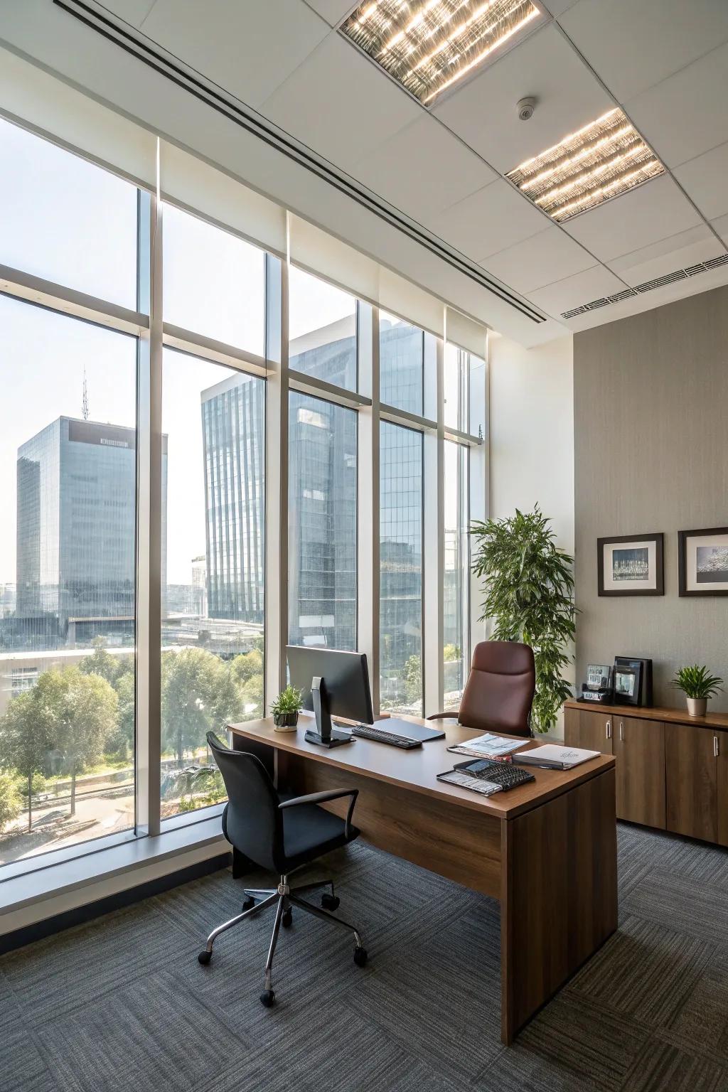 Sunlight boosts the ambiance and productivity in your office.