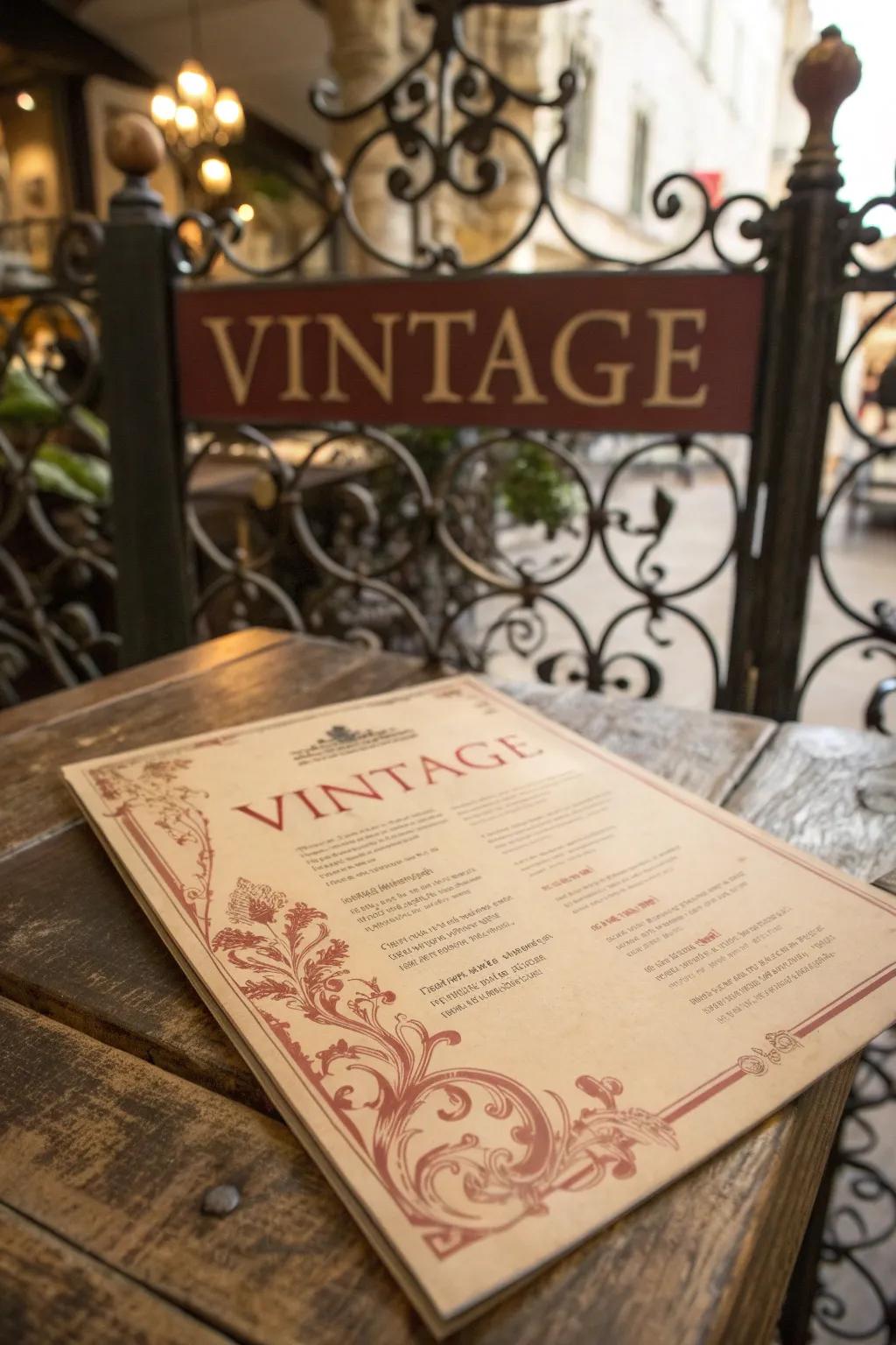 Retro details add an old-fashioned charm to your menu.