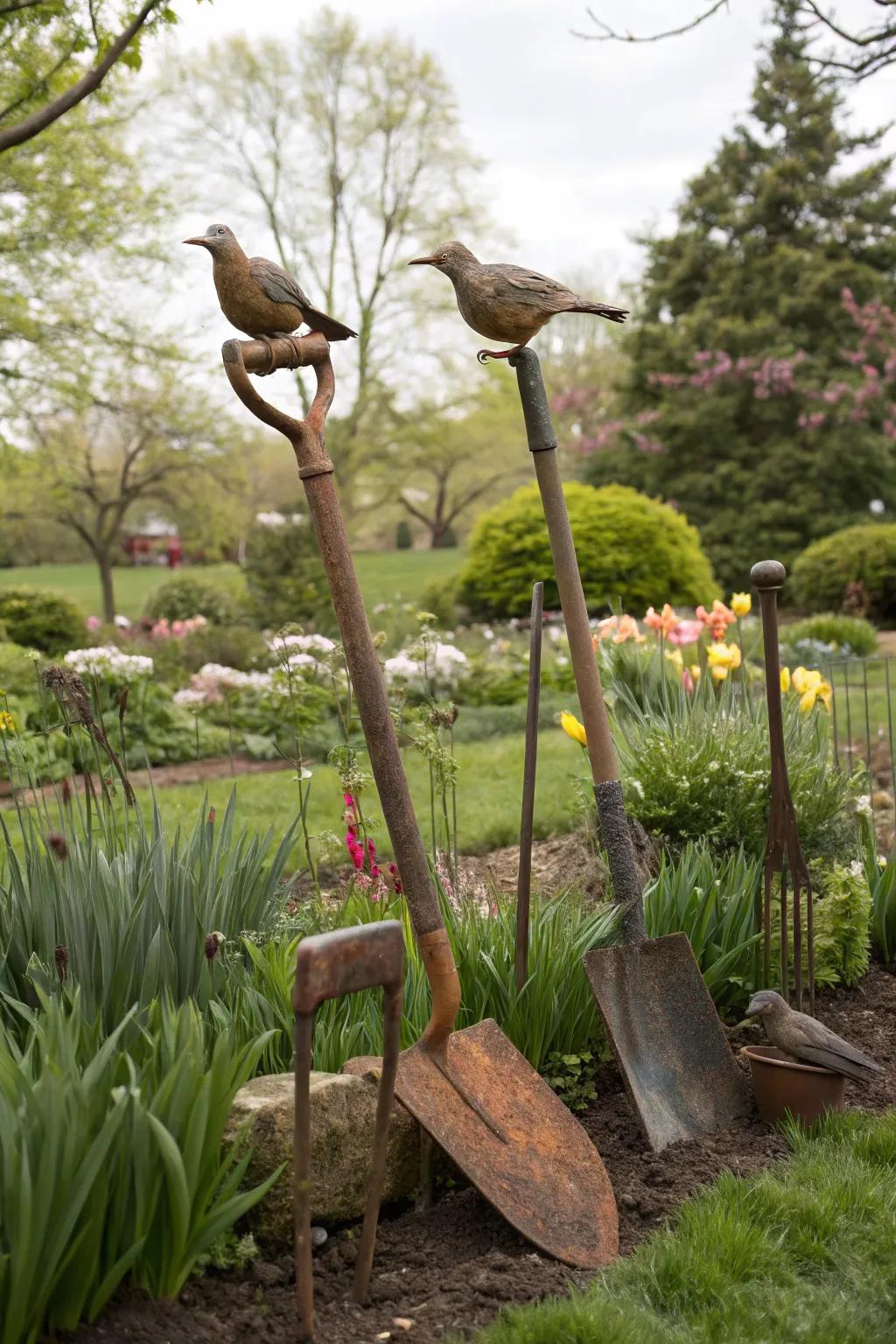 Transform old tools into garden art that is truly unique.