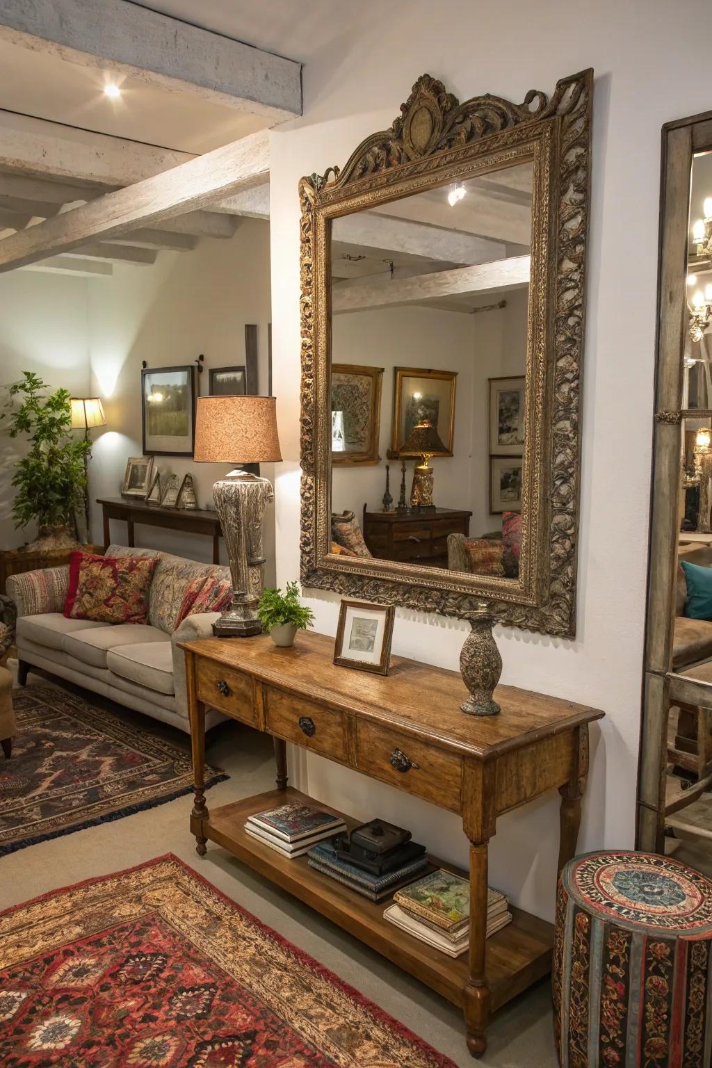Your mirror can have an antique appeal with vintage paint techniques.