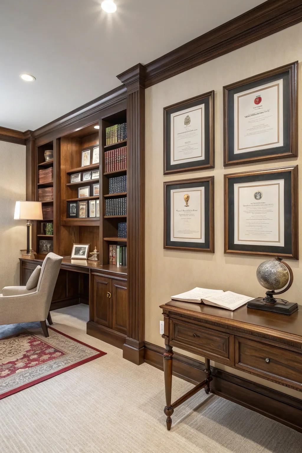 Layered matting introduces a layer of sophistication, drawing the eye to your achievement.