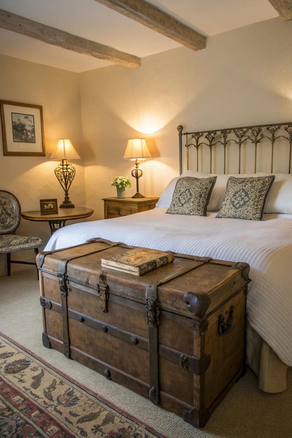 Vintage and classic touches add charm to this guest bedroom setting.