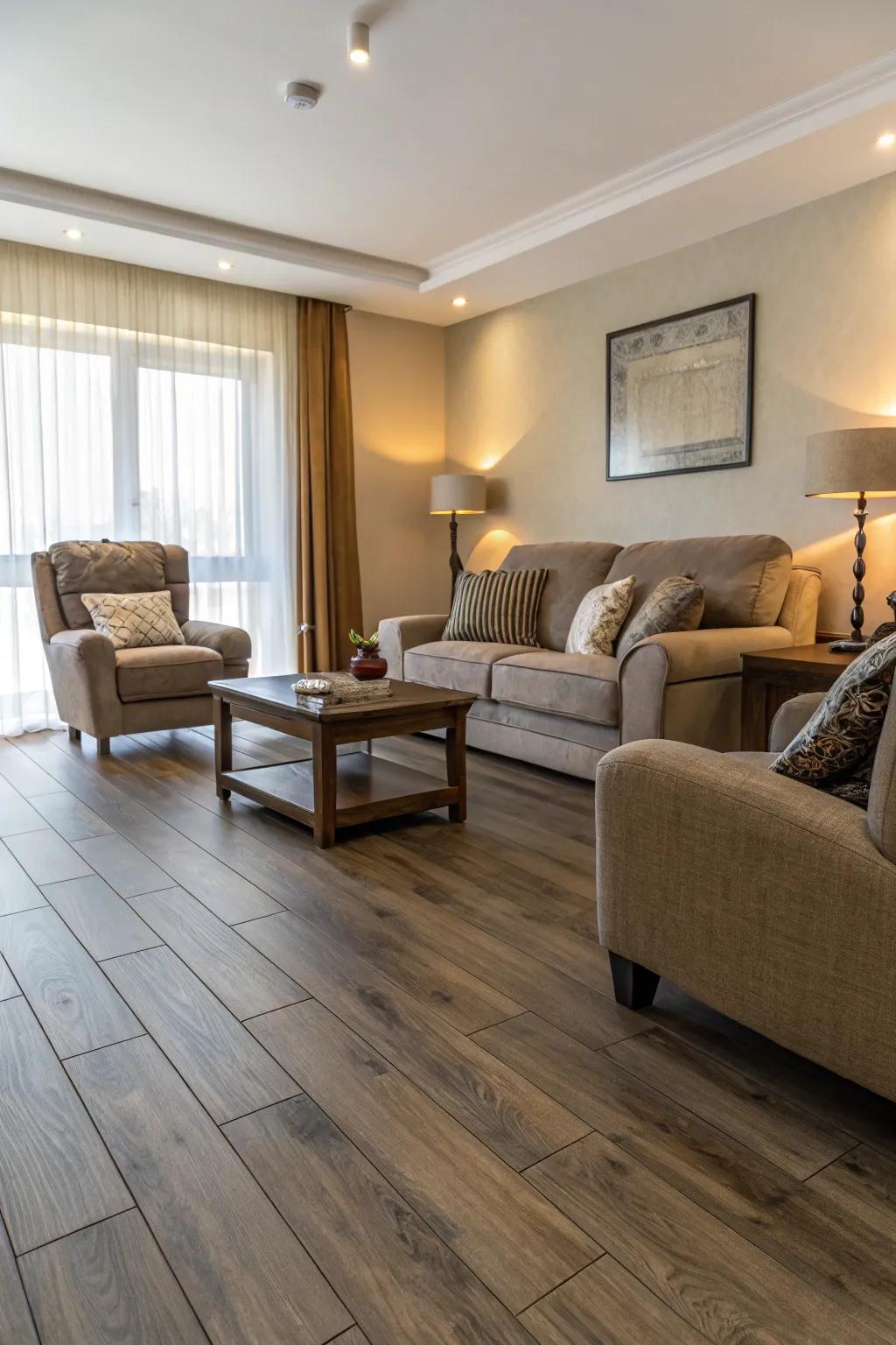 Economical and attractive laminate flooring.