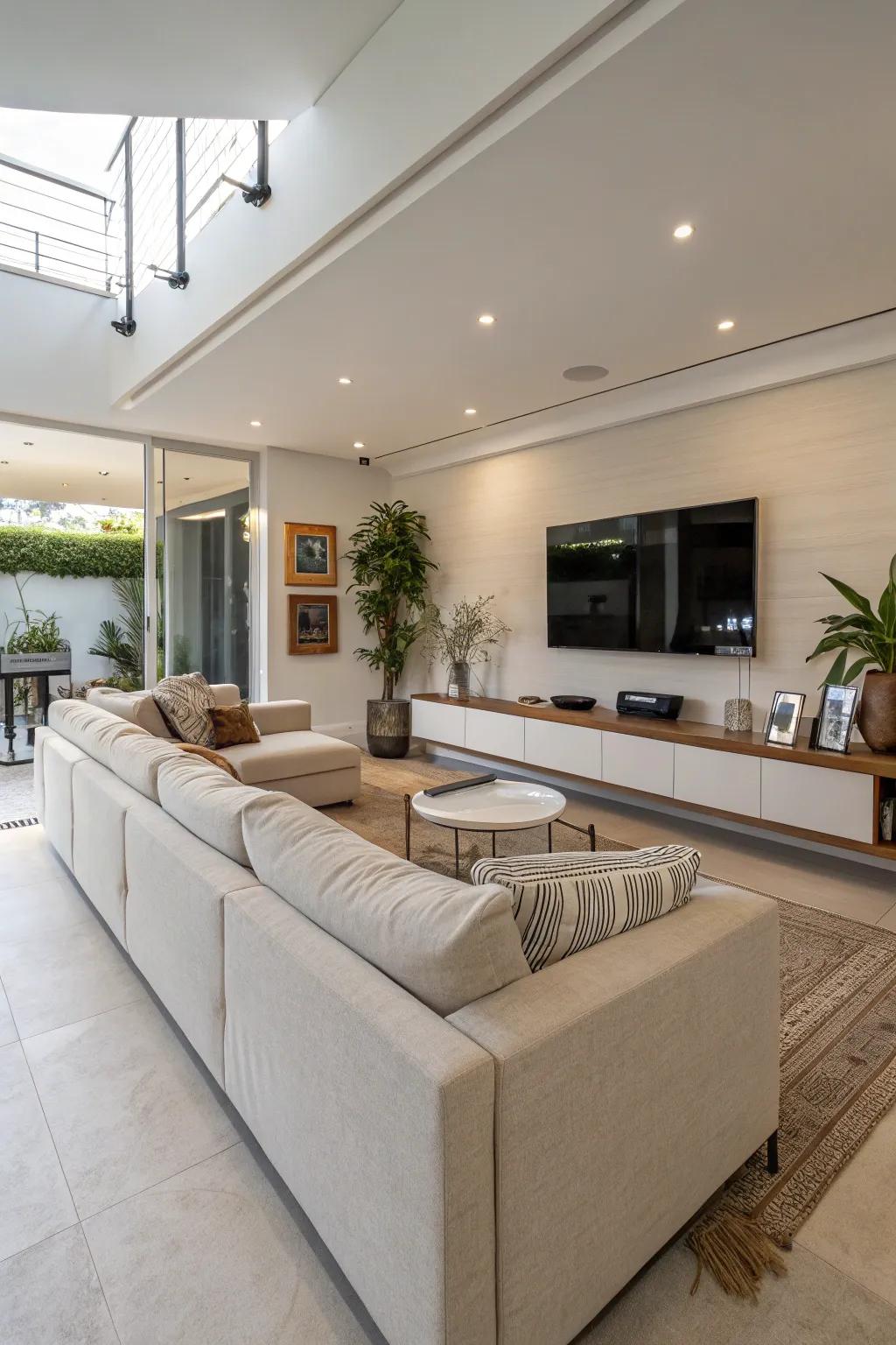 A cozy sectional encourages unwinding and togetherness.