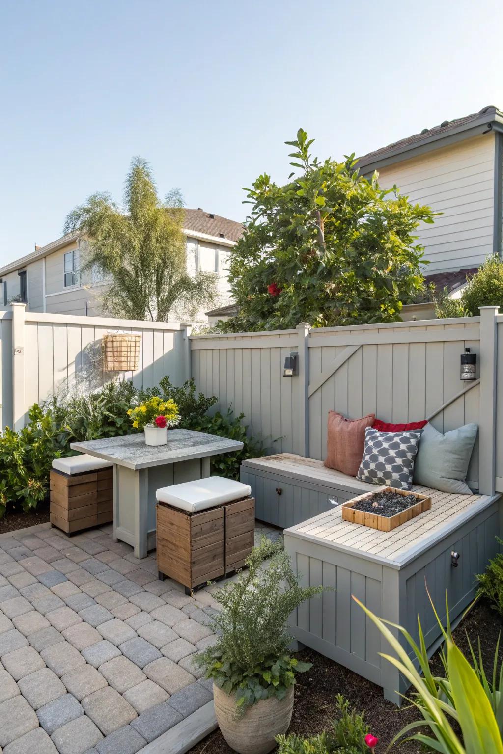 Multi-purpose furniture keeps your backyard free of clutter.
