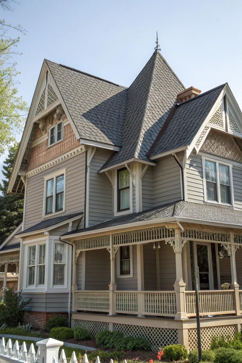 Vertical cladding highlighting architectural peaks