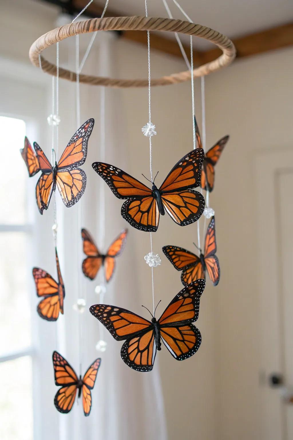 Convert any area with the fanciful grace of a Monarch Butterfly Mobile.