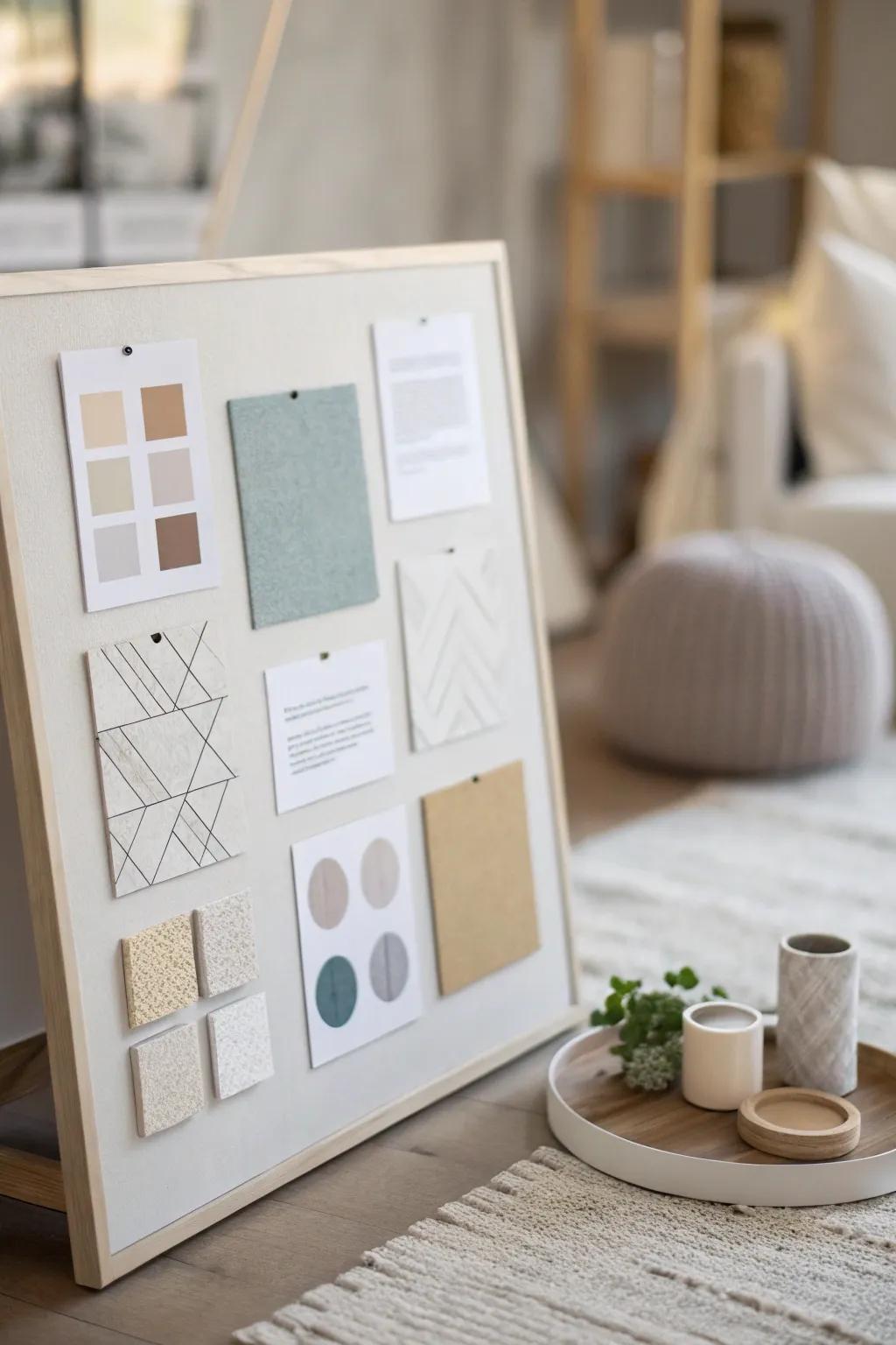 A minimalist mood board highlighting simplicity and elegance.