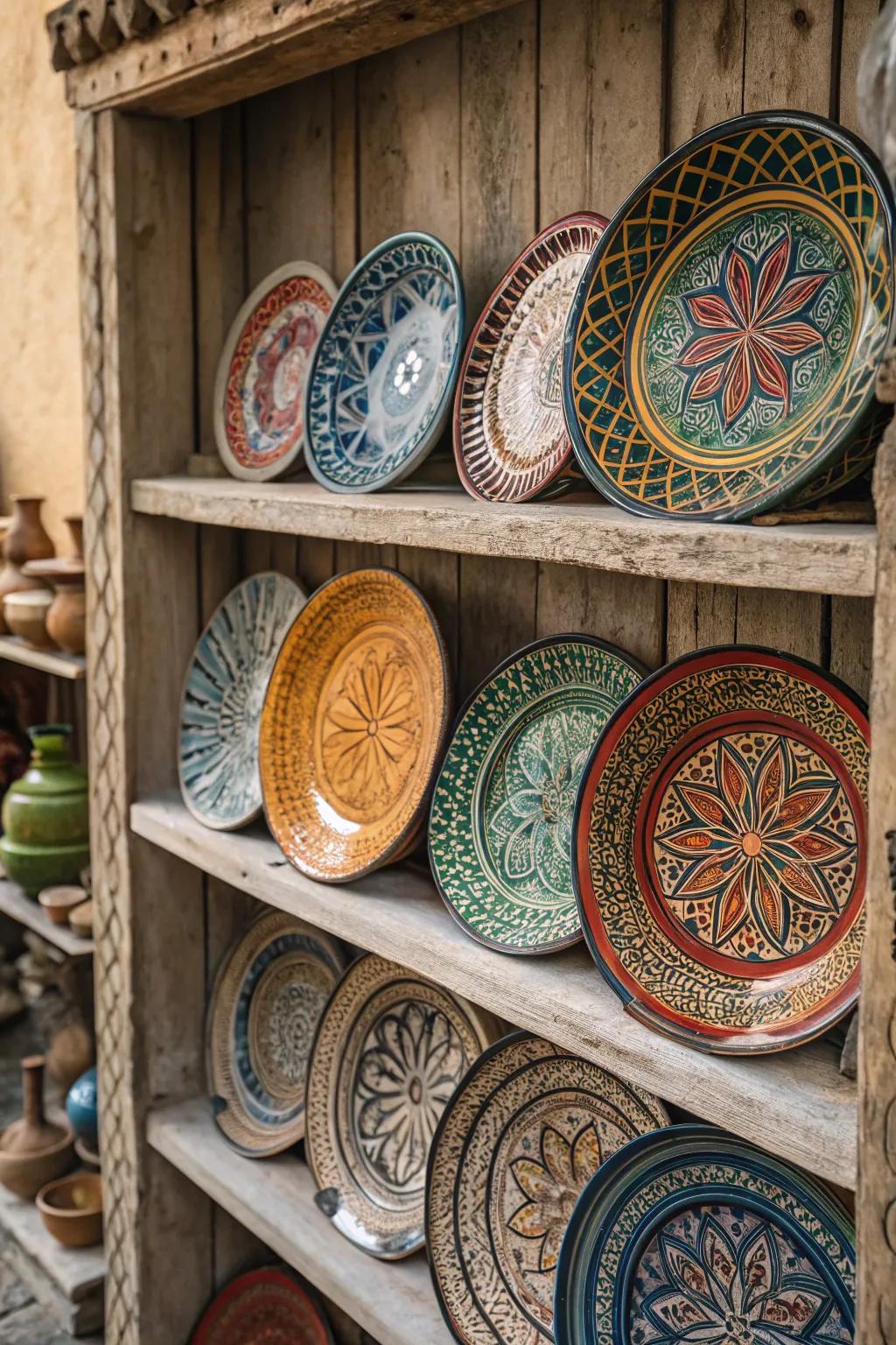 Ornate Moroccan servingware adding sophistication to any room.