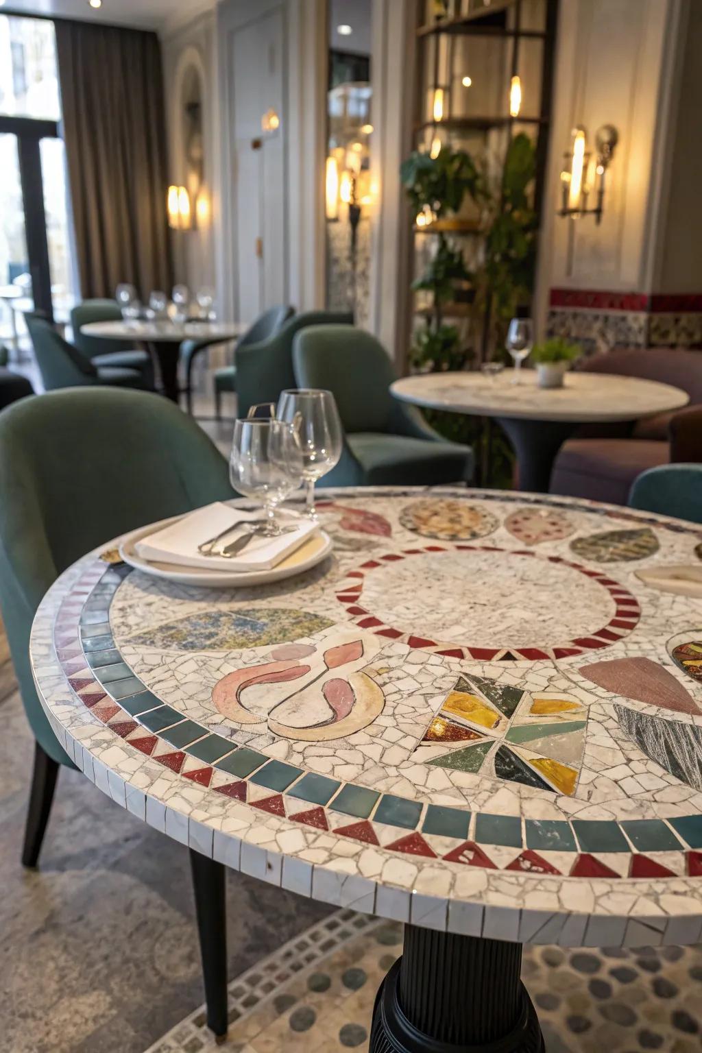 Broken plates are reborn into beautiful mosaic artwork.