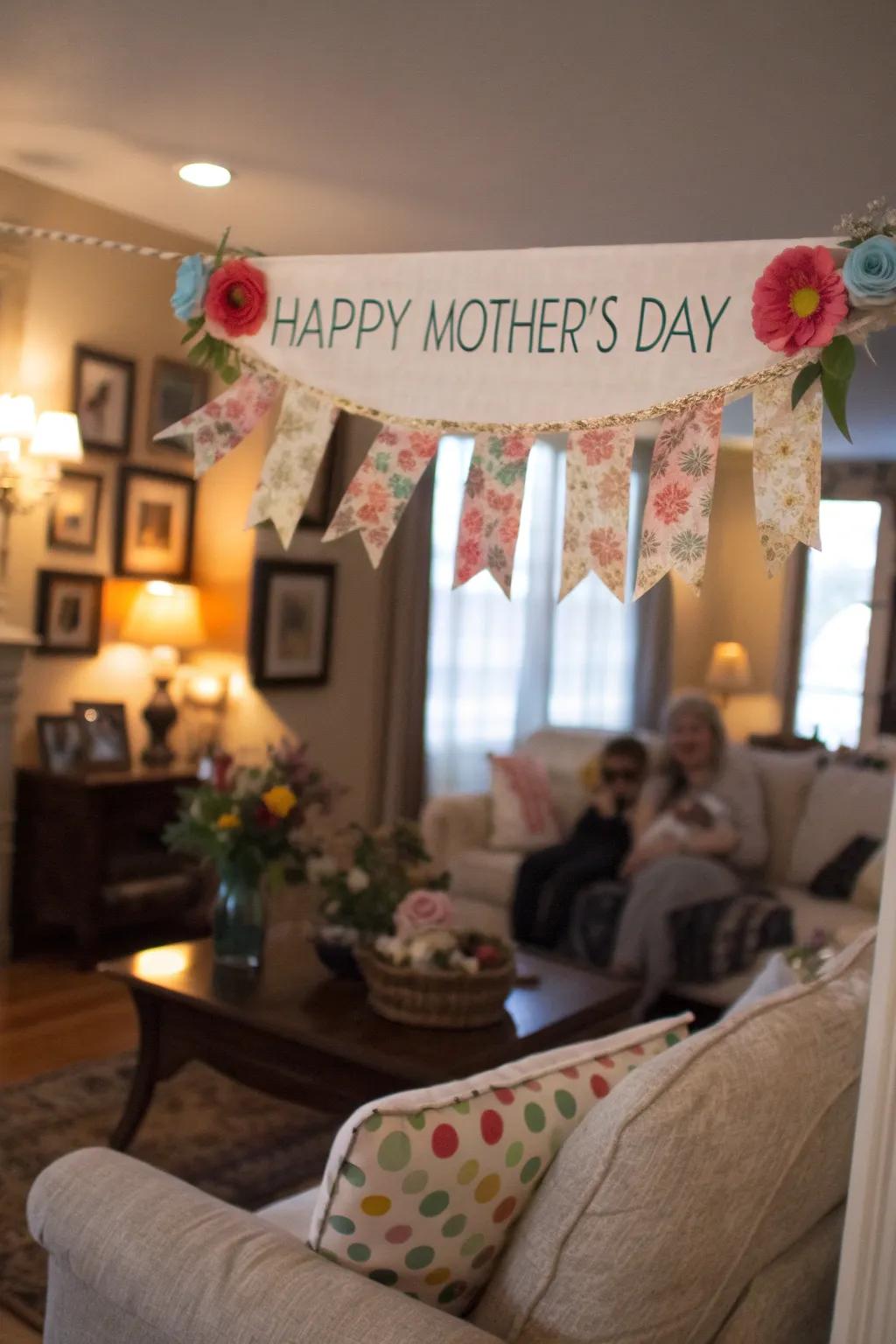 A customized banner gives a heartfelt touch to the decor.