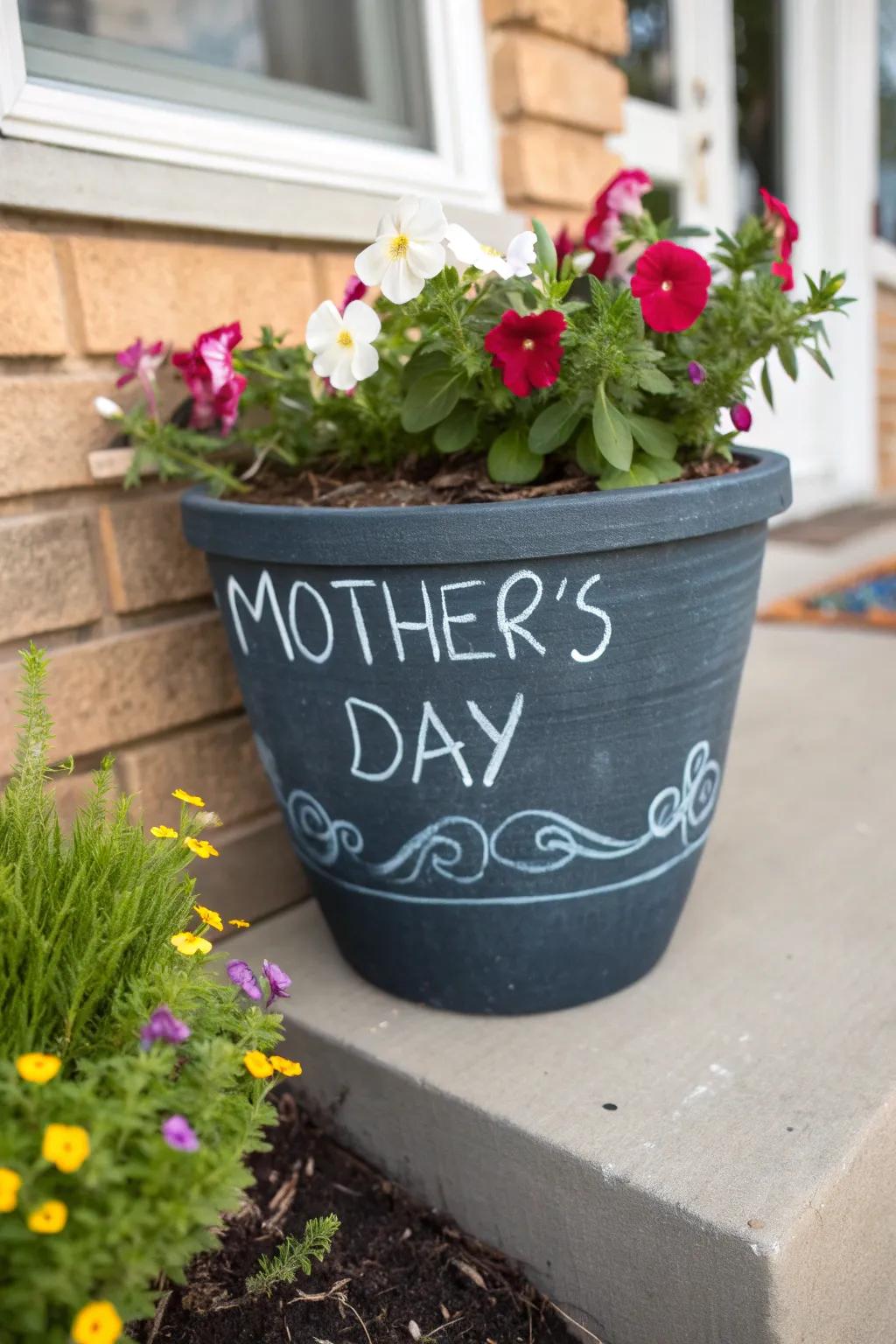 A blackboard flower pot designed for an infinite array of messages.