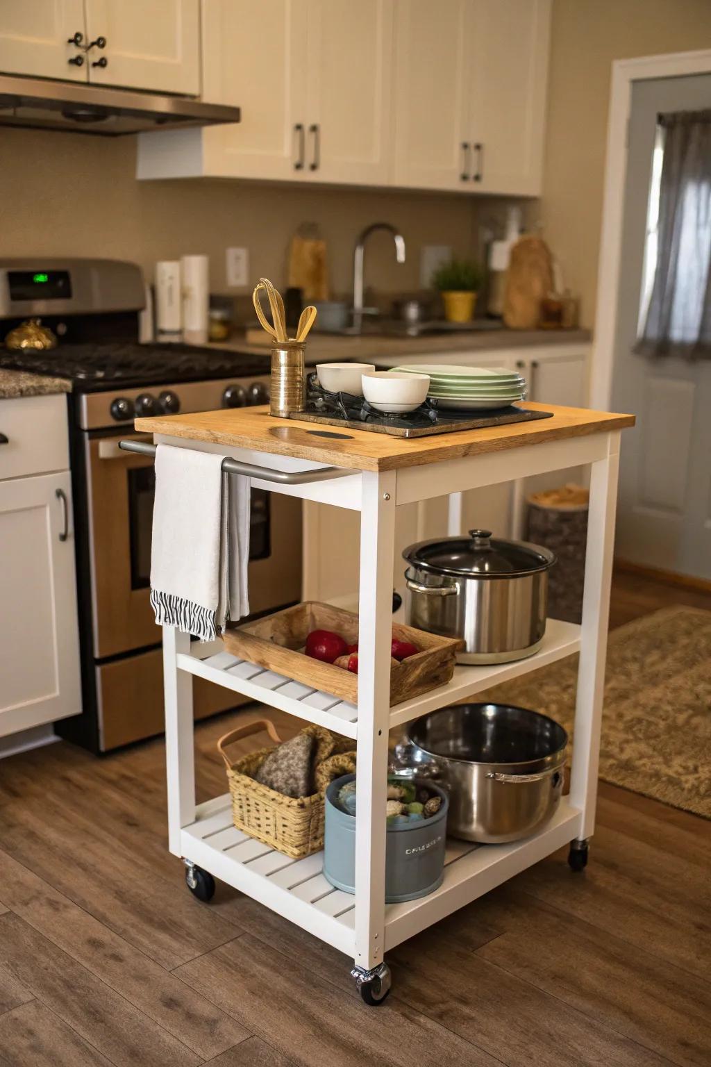 A kitchen island that saves space