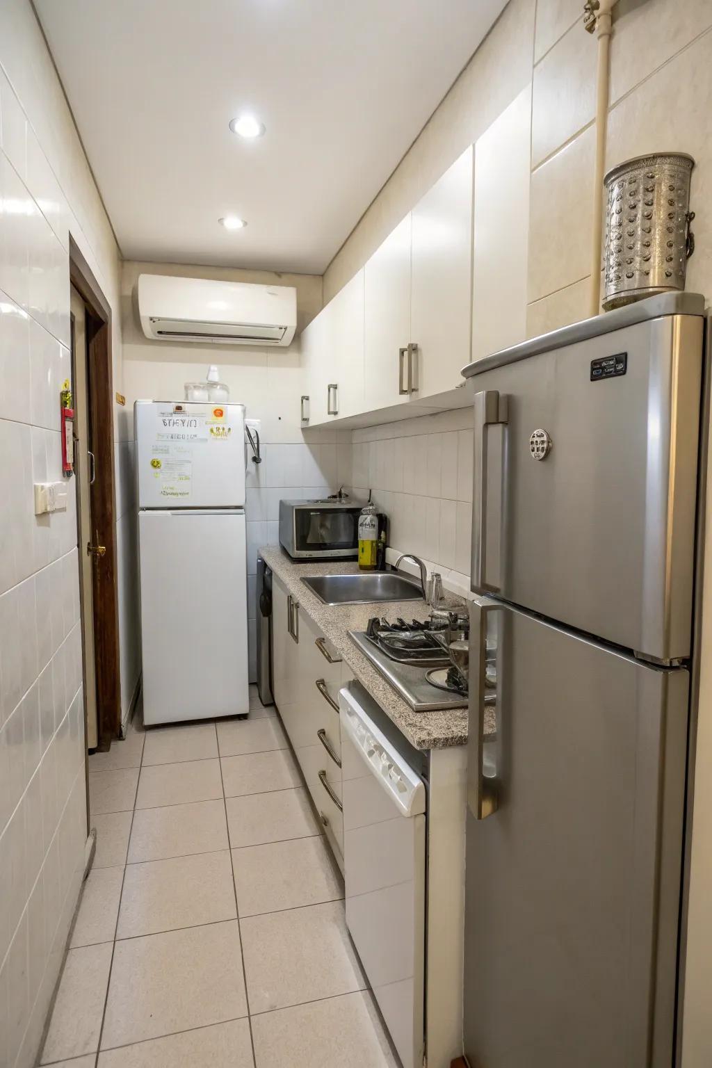 Space-saving appliances fit perfectly in a small kitchen design.