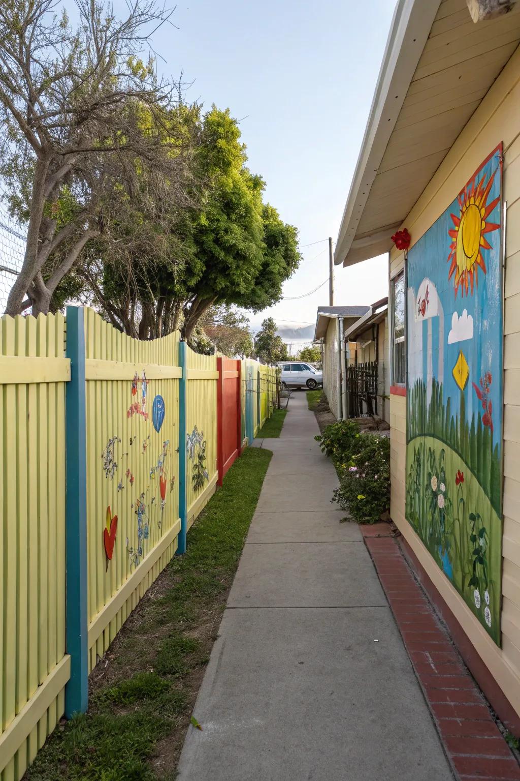 Wall art brings character and style to any side yard.