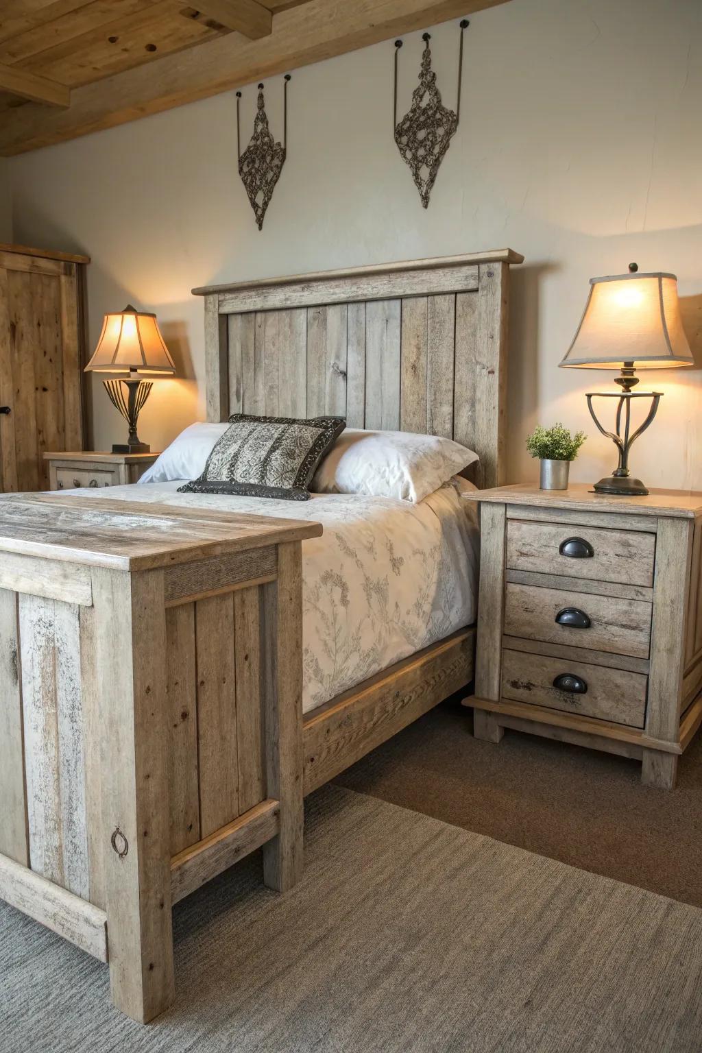 Weathered wood pieces contribute a rustic charm to nautical decor.