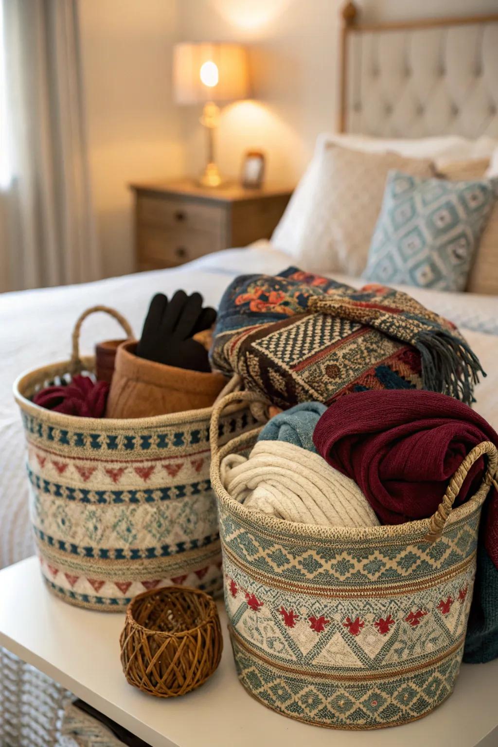 Stylish baskets enhance both function and decor.