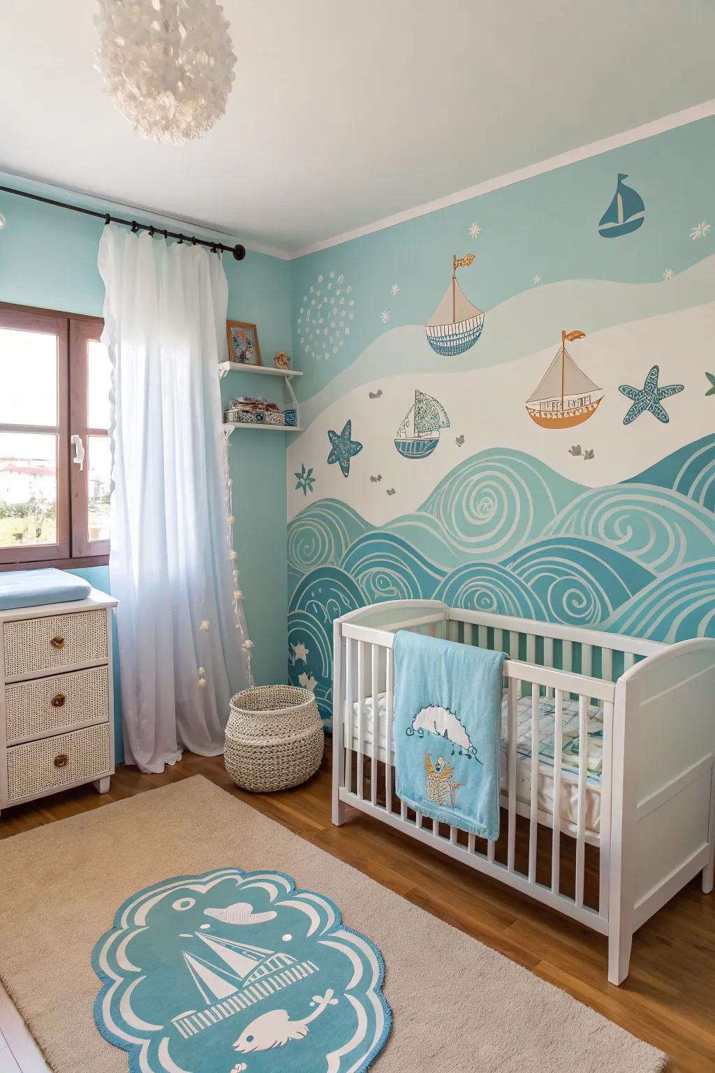Set sail into the deep blue sea in your nursery.