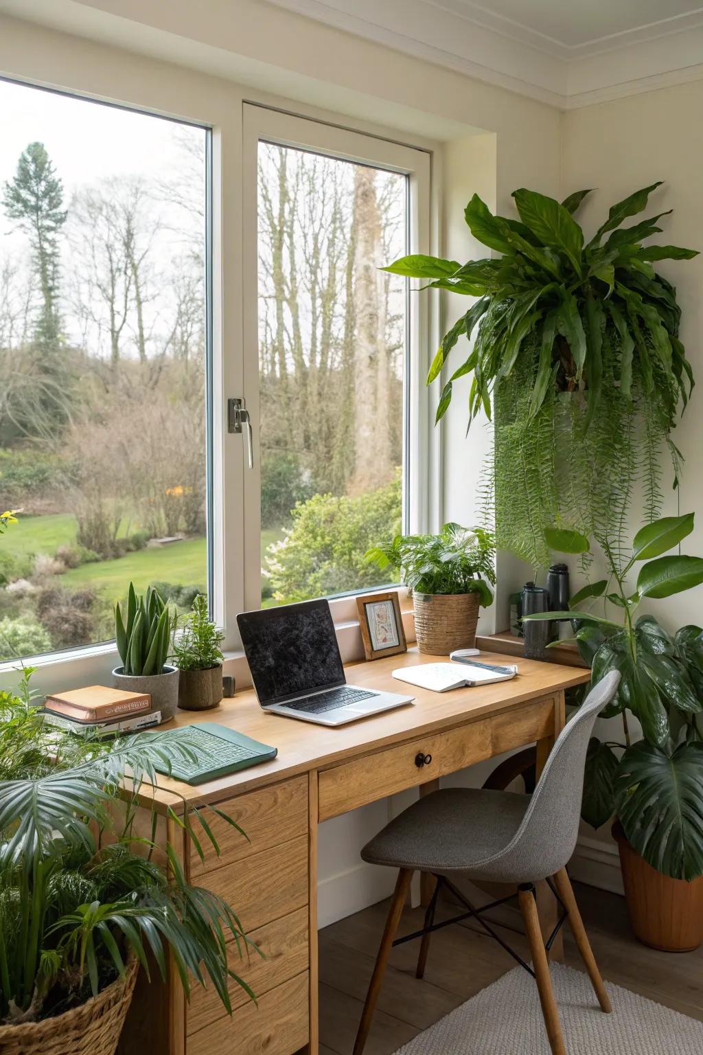 Natural elements such as plants provide a peaceful virtual background.