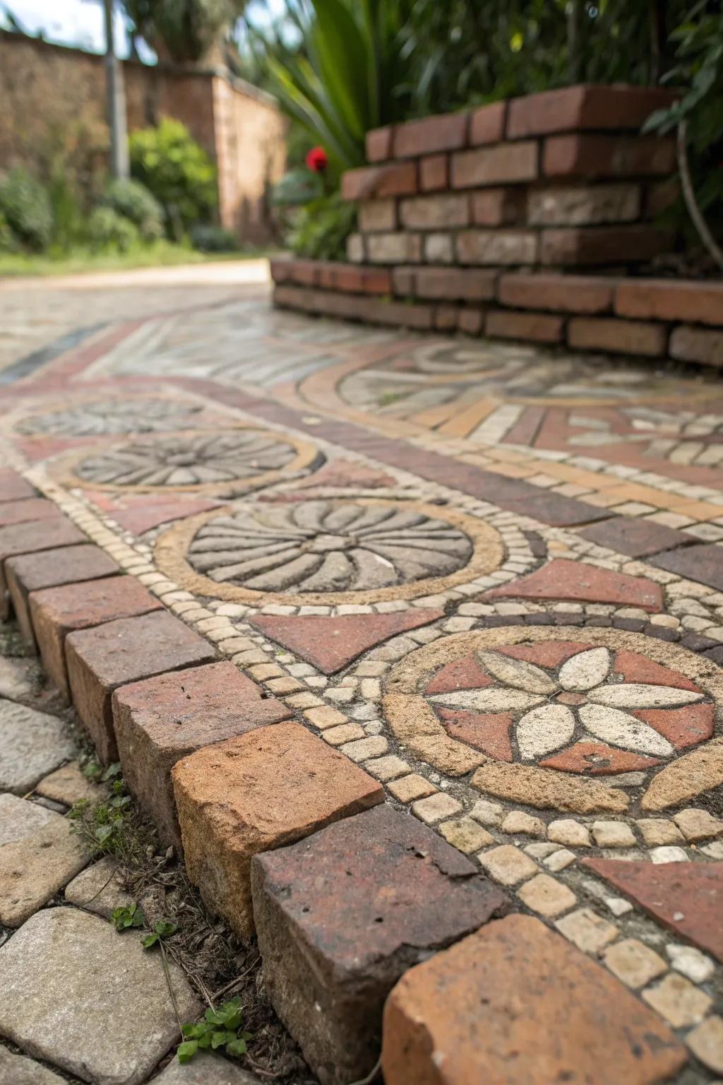 A distinctive brick design imparts a personalized touch to this patio