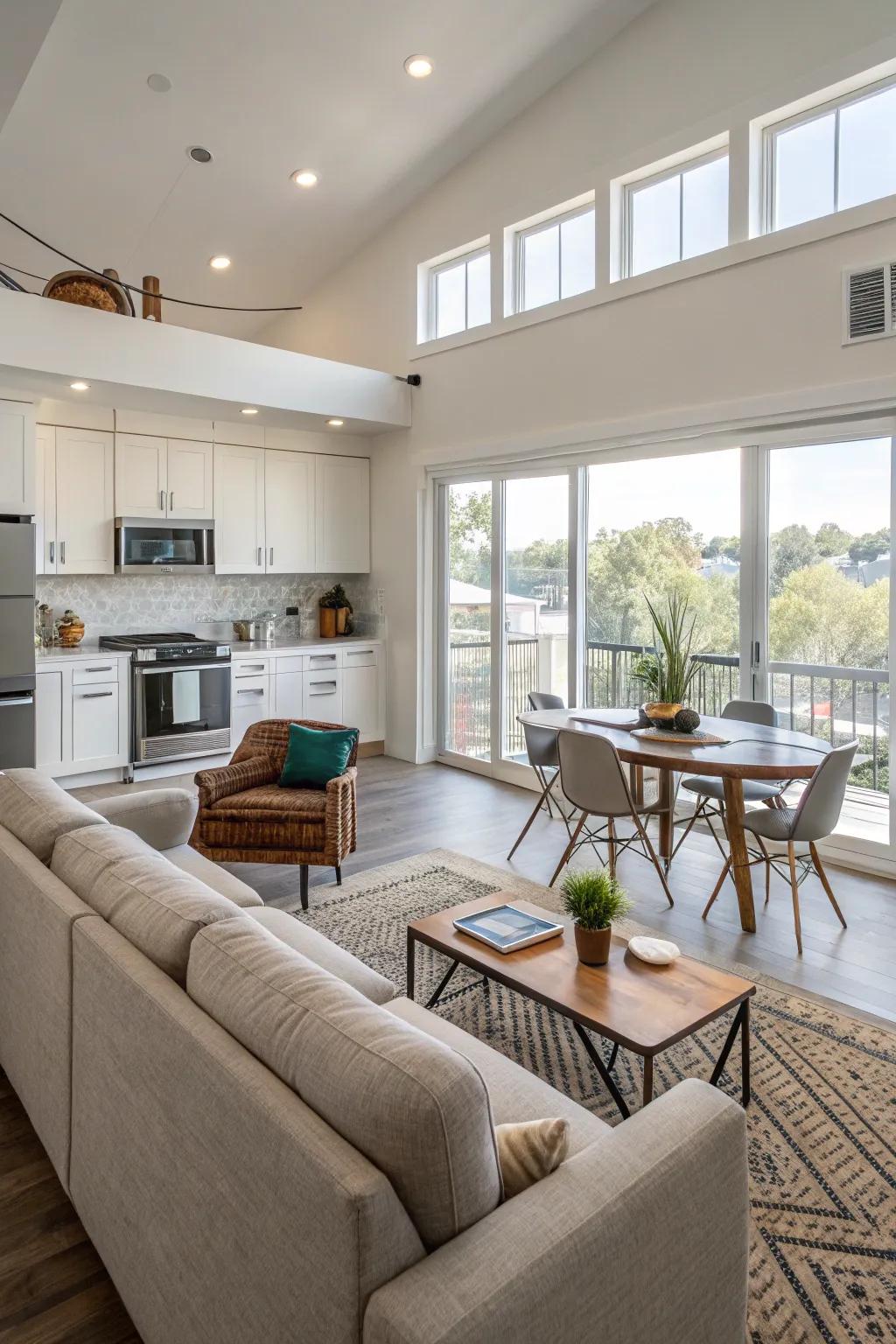 Thoughtful furniture arrangement enhances comfort and aesthetic.