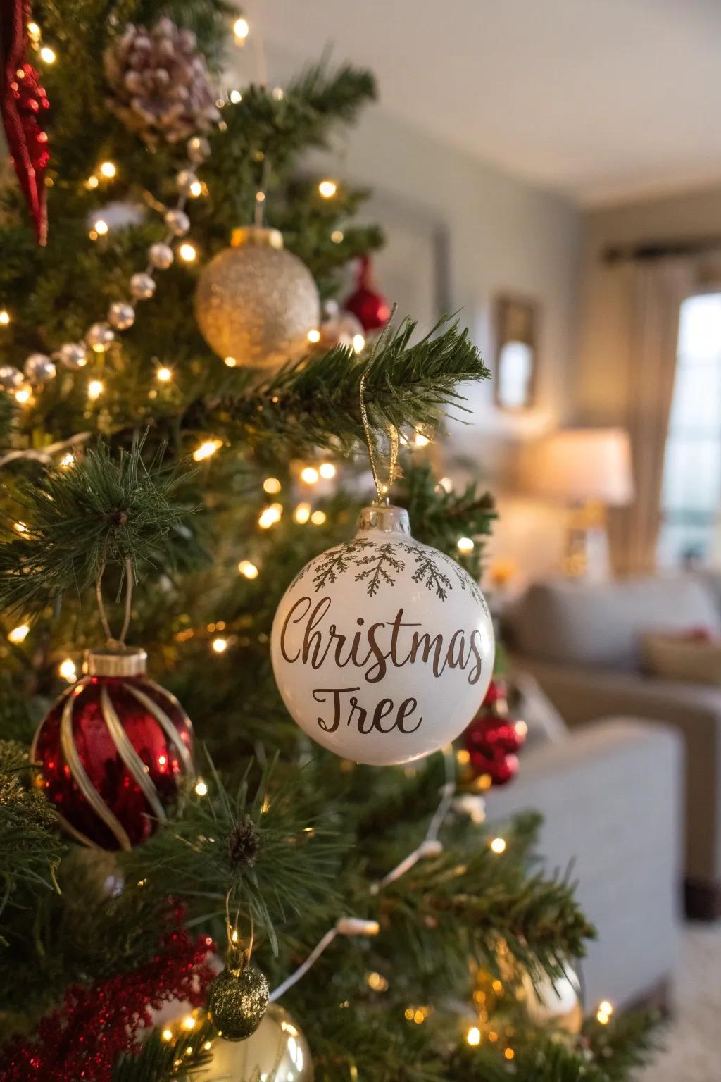 Personalized ornaments with family names create lasting memories.