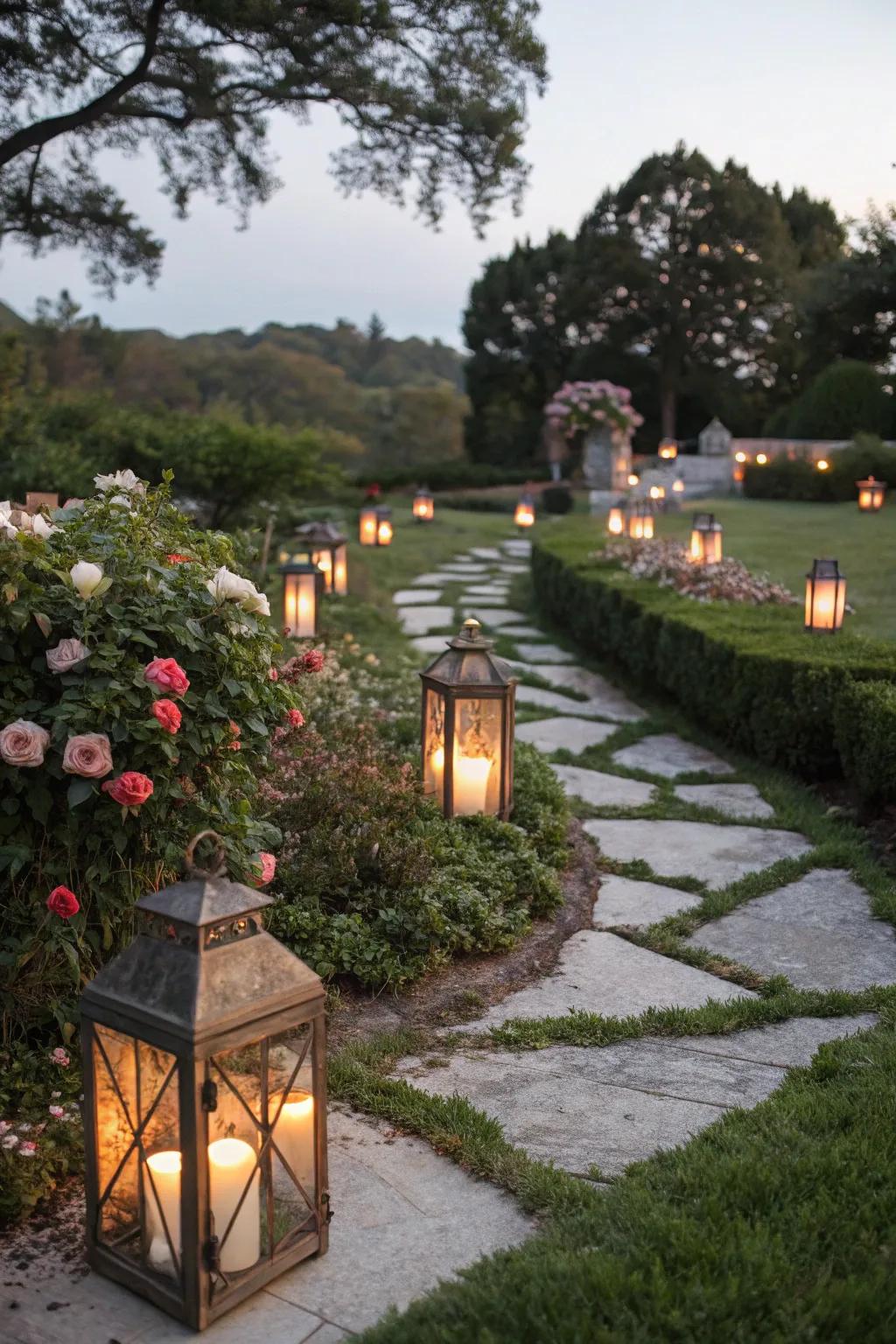 Lanterns offer a timeless way to brighten your garden.