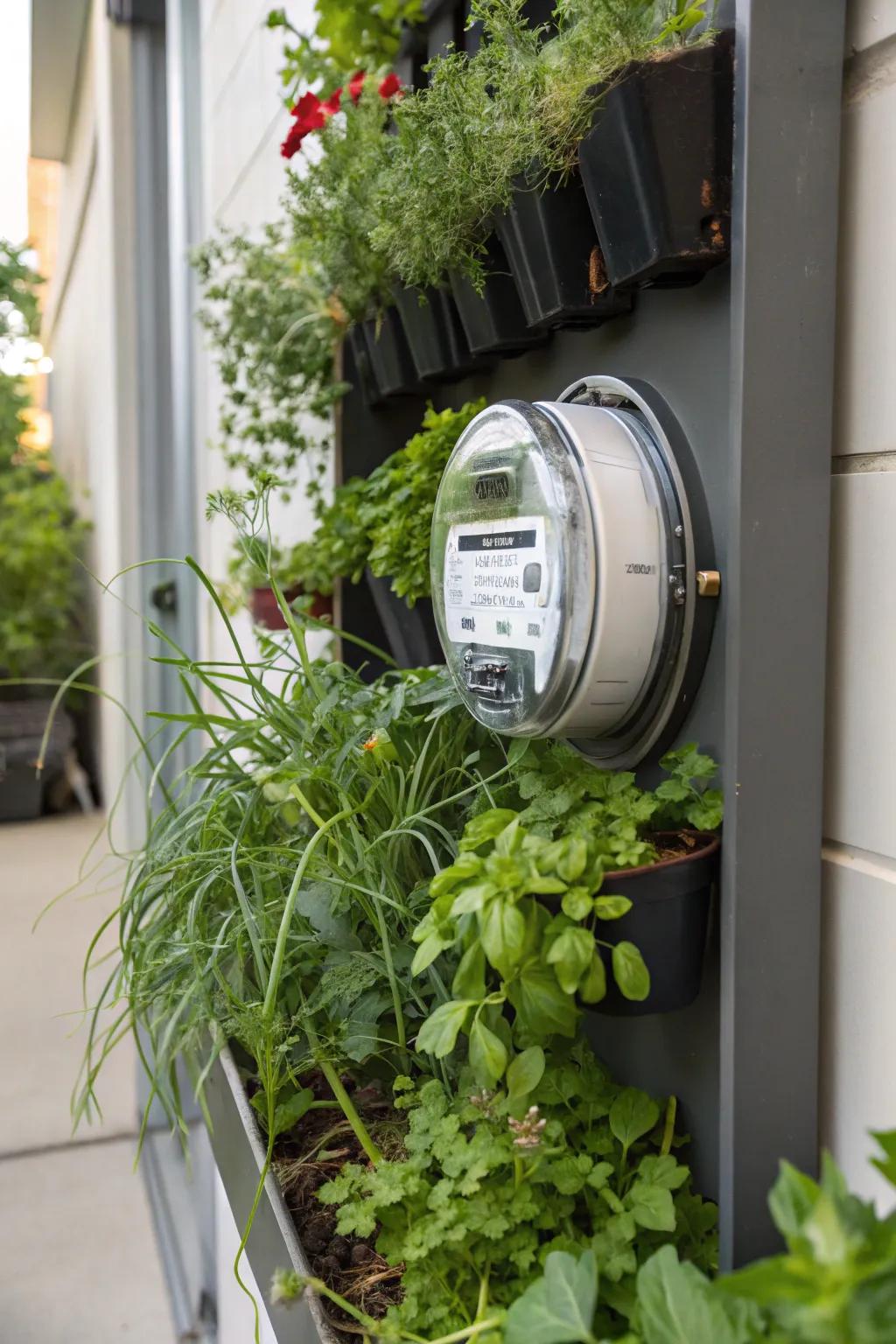 A planting box introduces greenery and artfully conceals your meter.