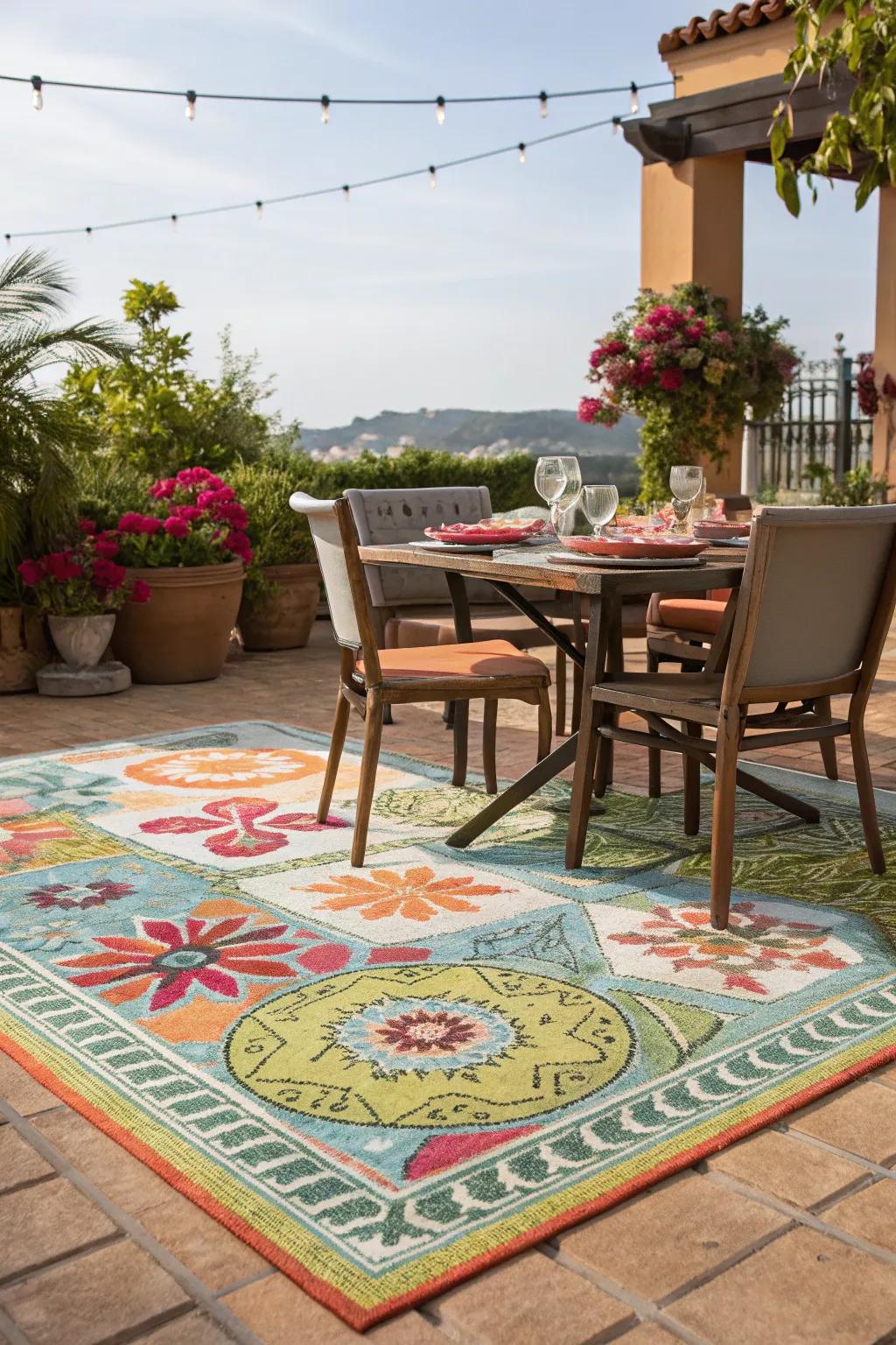 A vibrant exterior weave elevating the dining space.