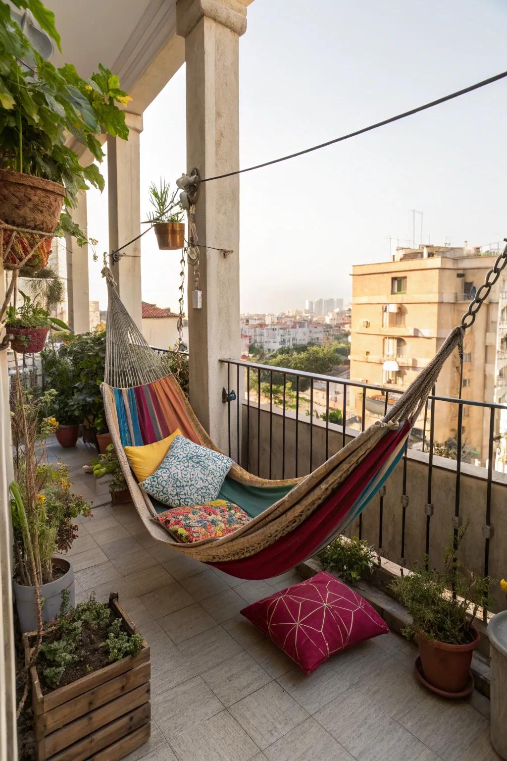 A hammock brings relaxation to any small area.