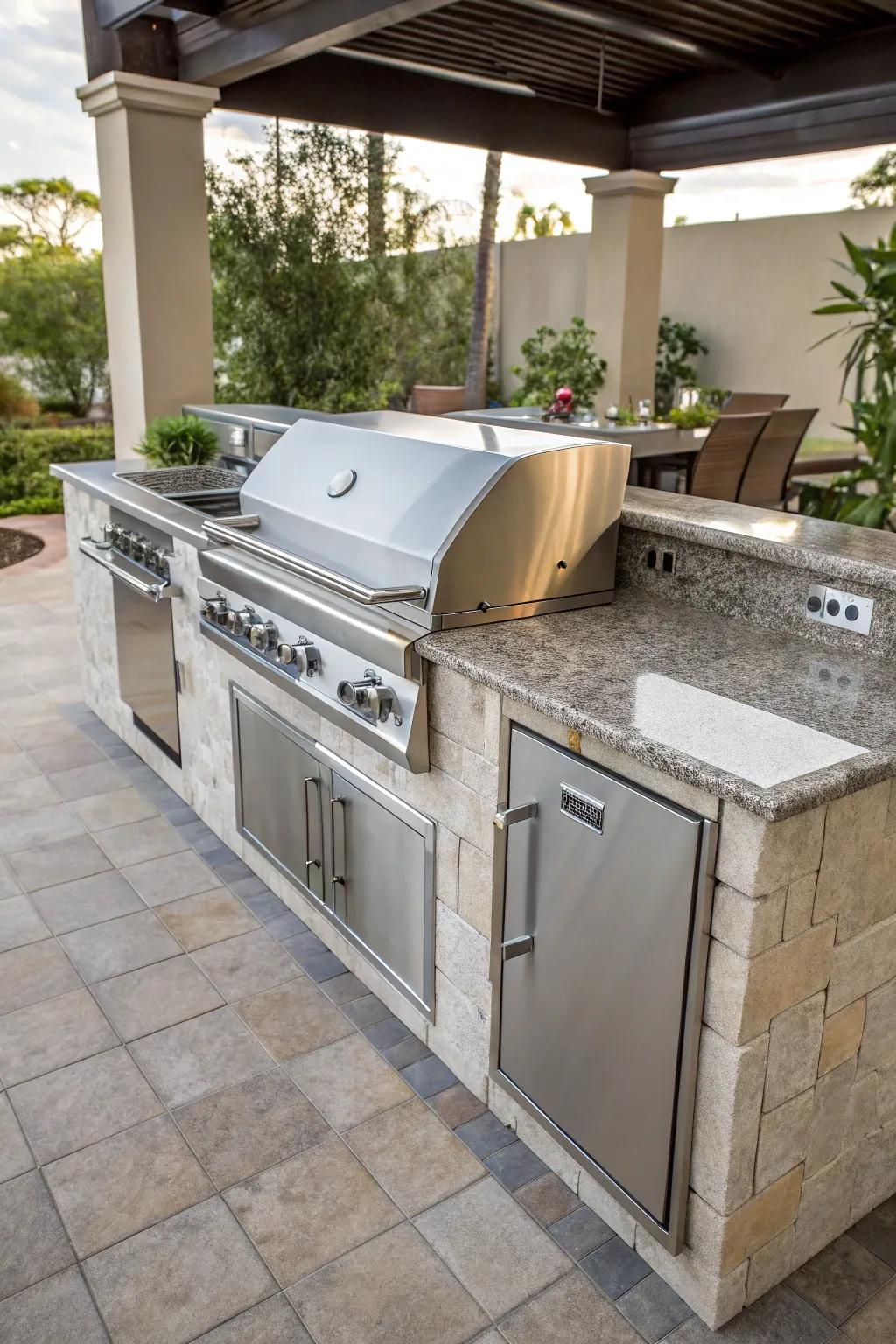 A sleek built-in BBQ island ideal for social gatherings.