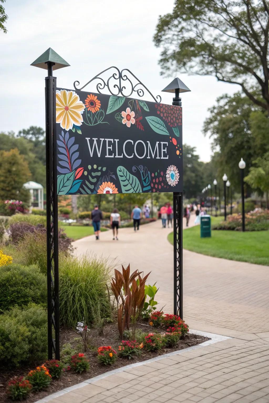 Greet guests with a personalized sign to set the stage for your event.