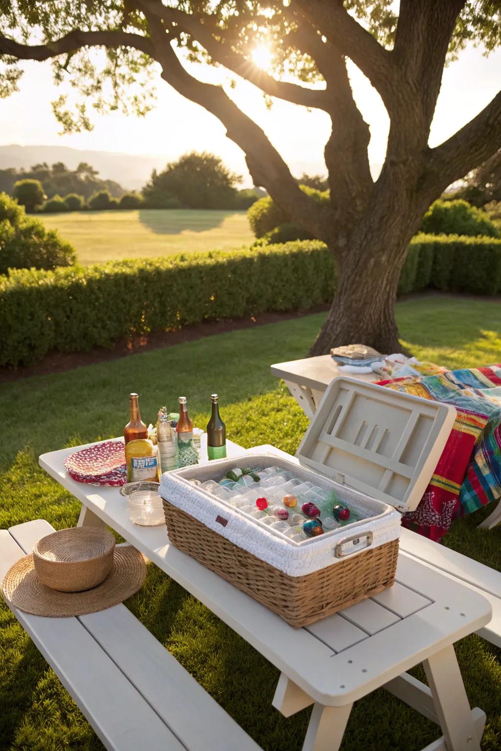 A built-in chiller is both useful and enjoyable for summer gatherings.