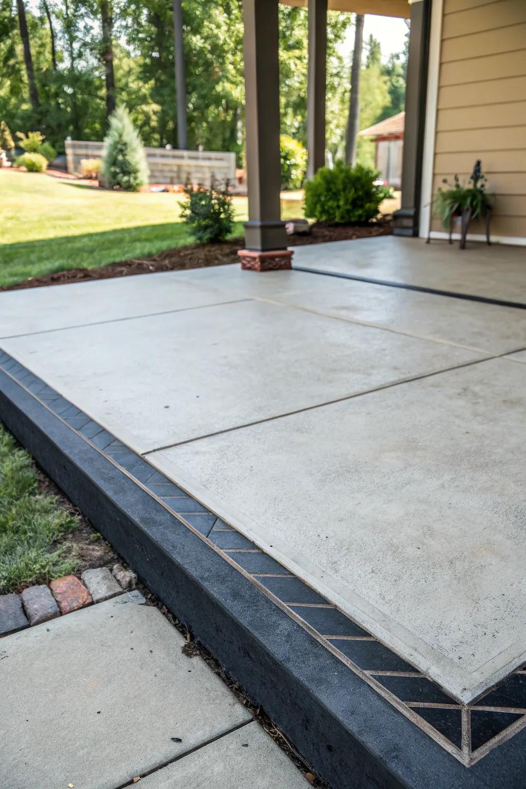 A patio featuring a contrasting border that adds definition and elegance.