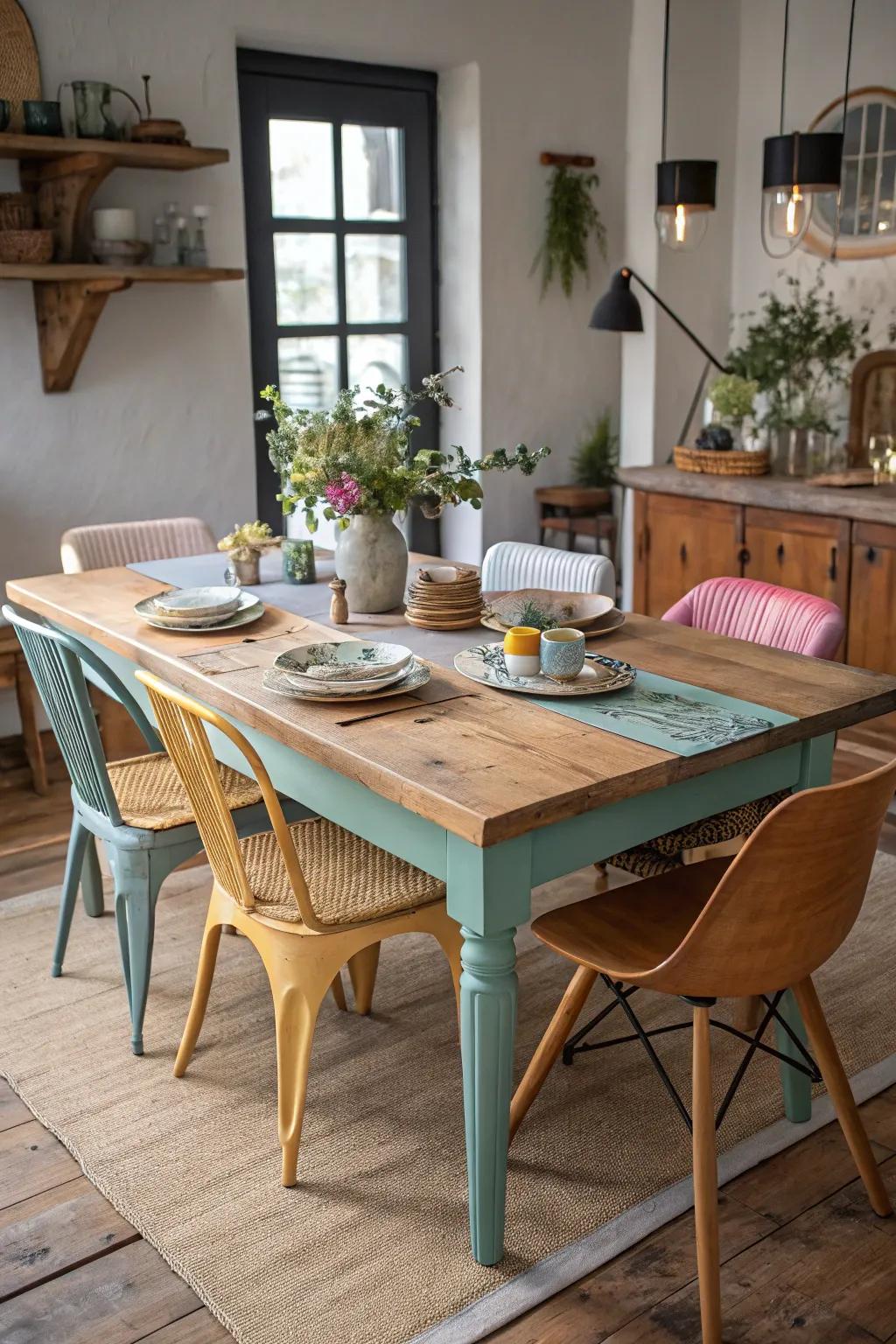 Assorted compositions contribute varied ambiance to your dining table.