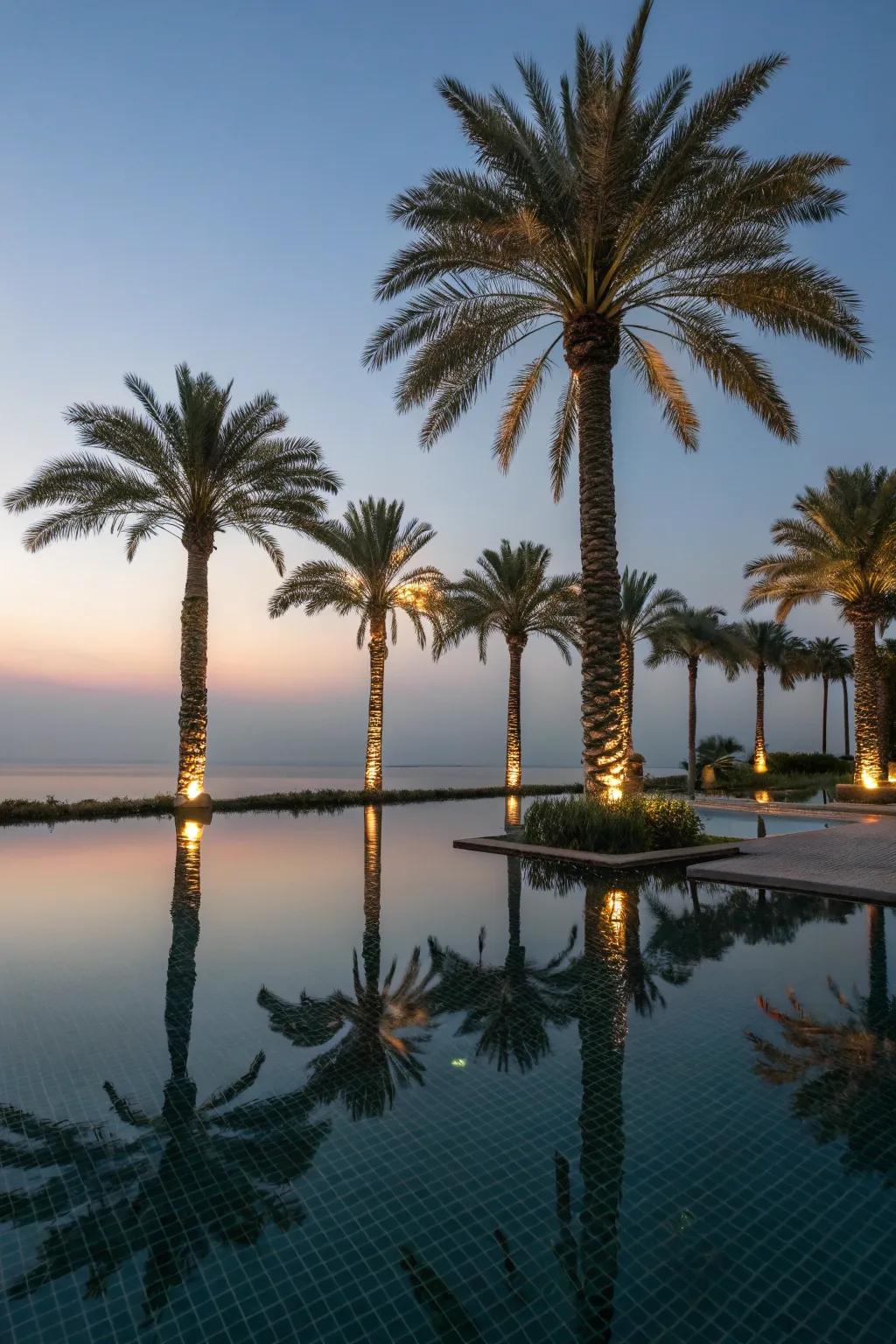 Enhance tranquility with reflective waterfront lighting.