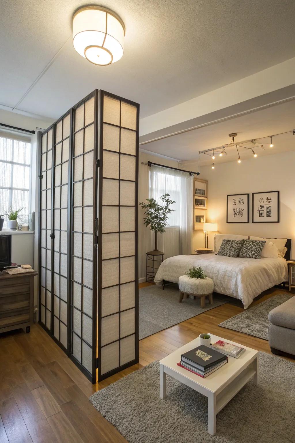 Floor-to-ceiling dividers offer considerable partitioning.