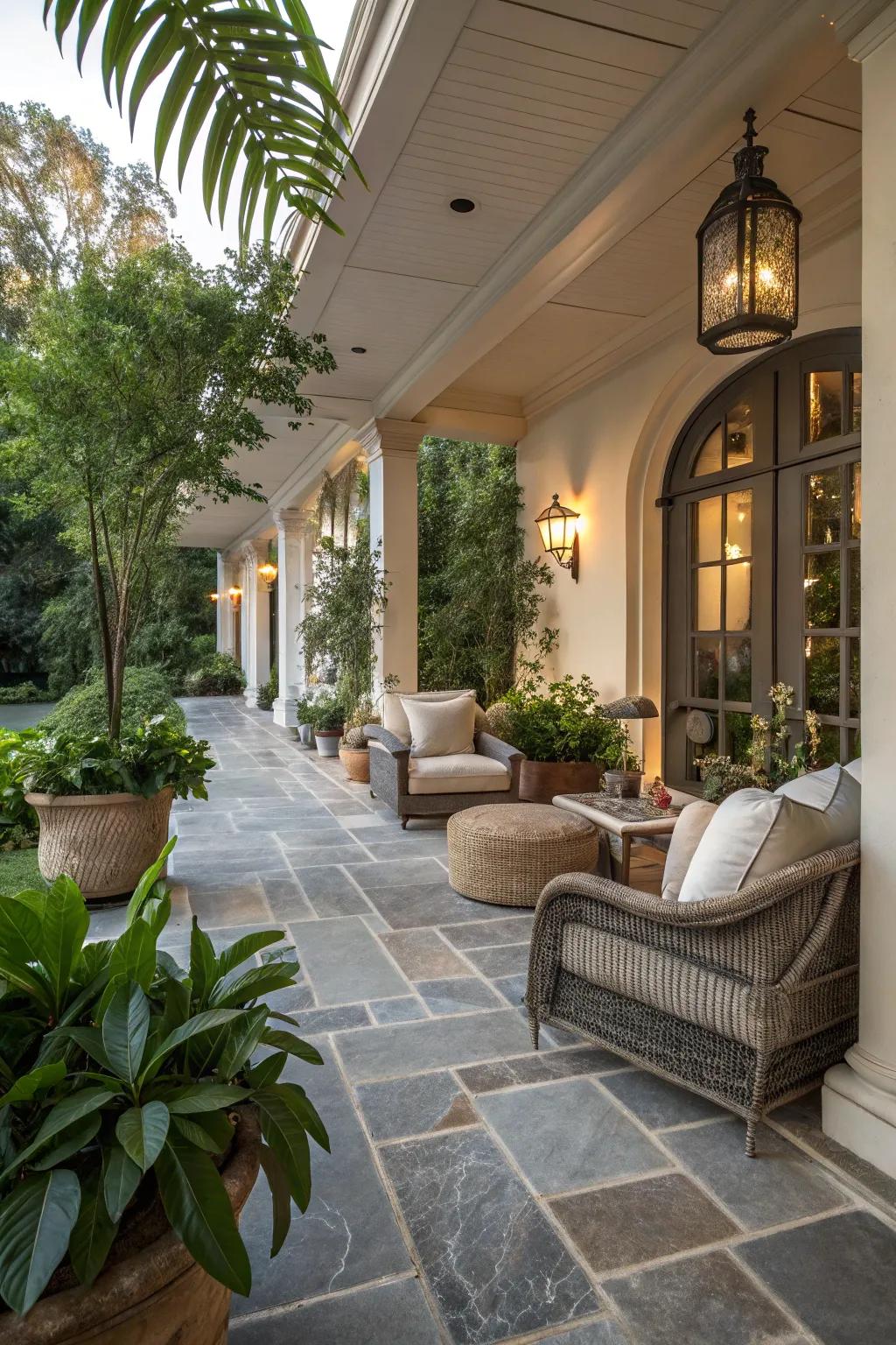 Realize timeless polish with inherent stone flooring.