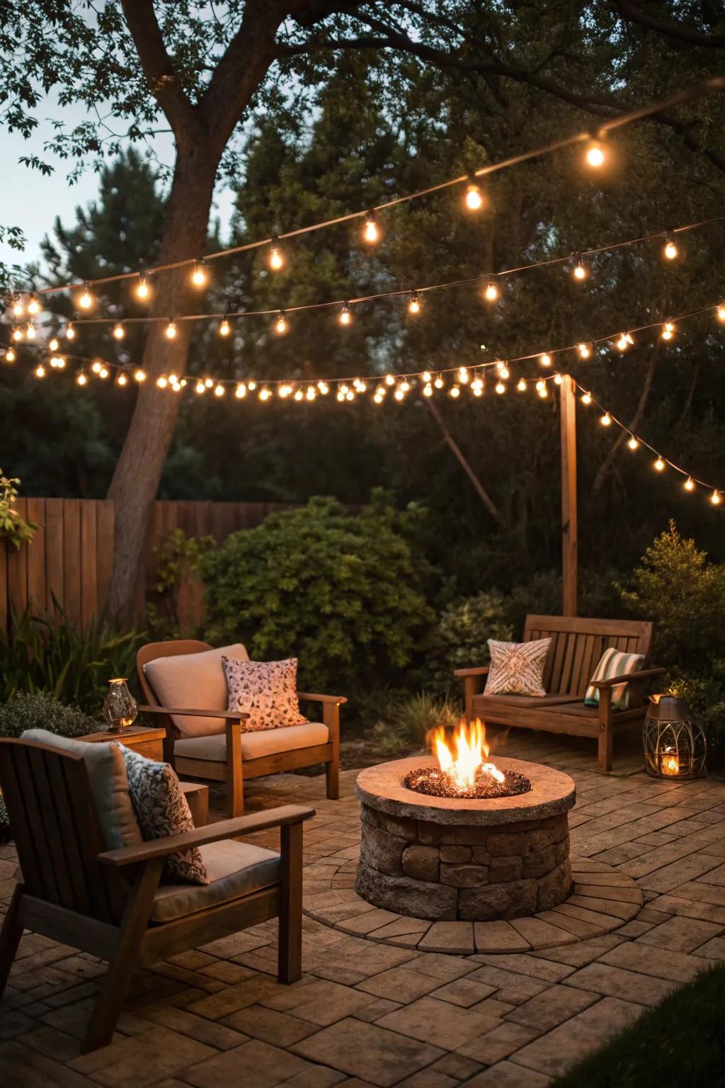 Twinkle lights add a magical feel to evening gatherings.