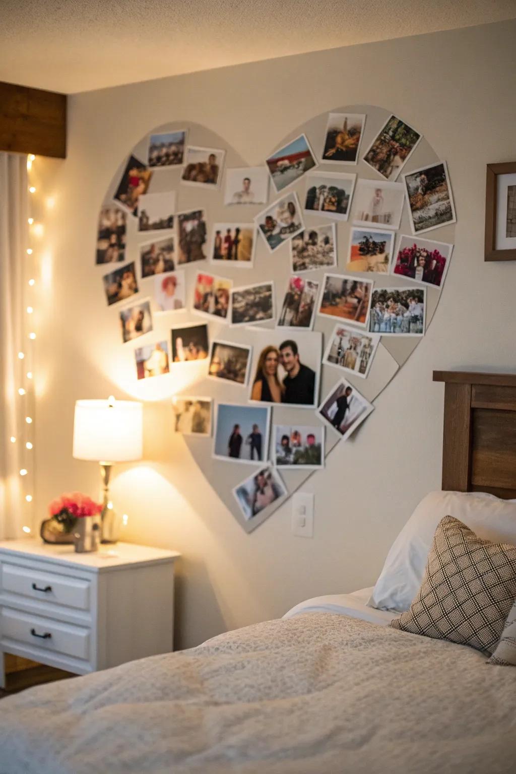 Express your affection with a romantic-shaped photo collage.