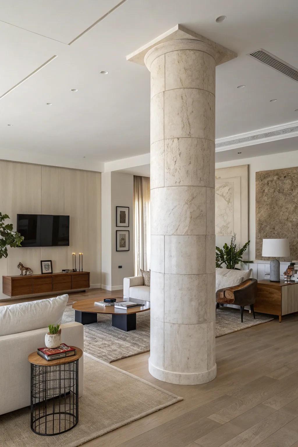 Minimalistic pillars integrate perfectly into contemporary spaces.