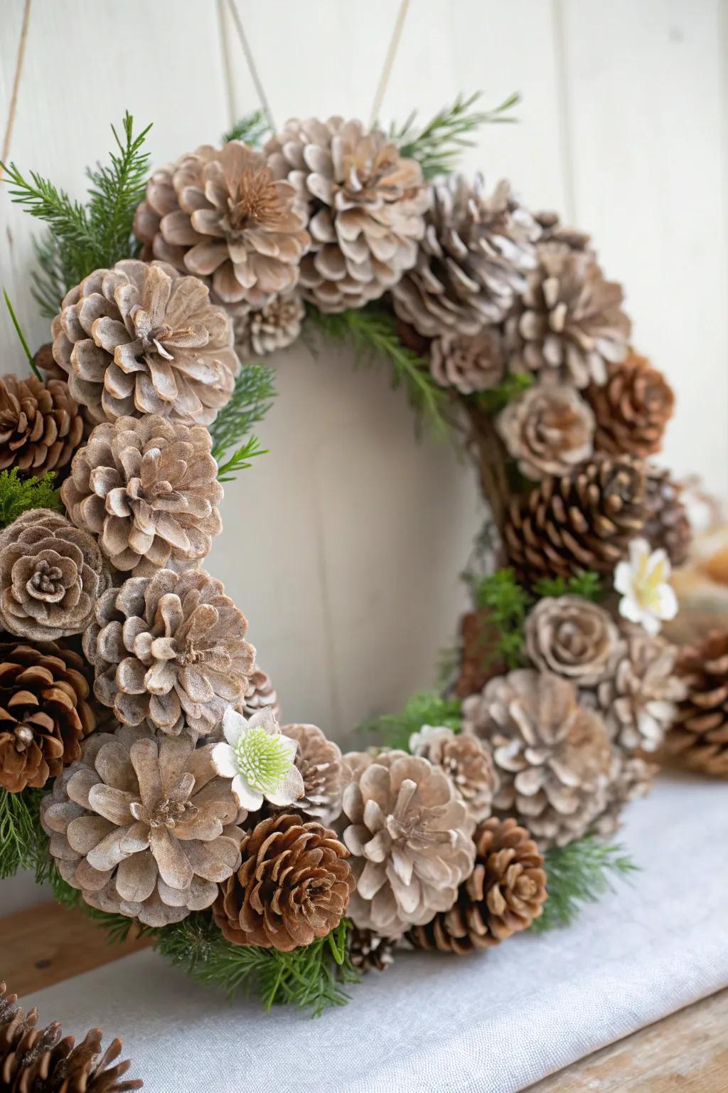 Embrace the beauty of nature with a pinecone blossom circle, ideal for adding a touch of seasonal charm to your space.