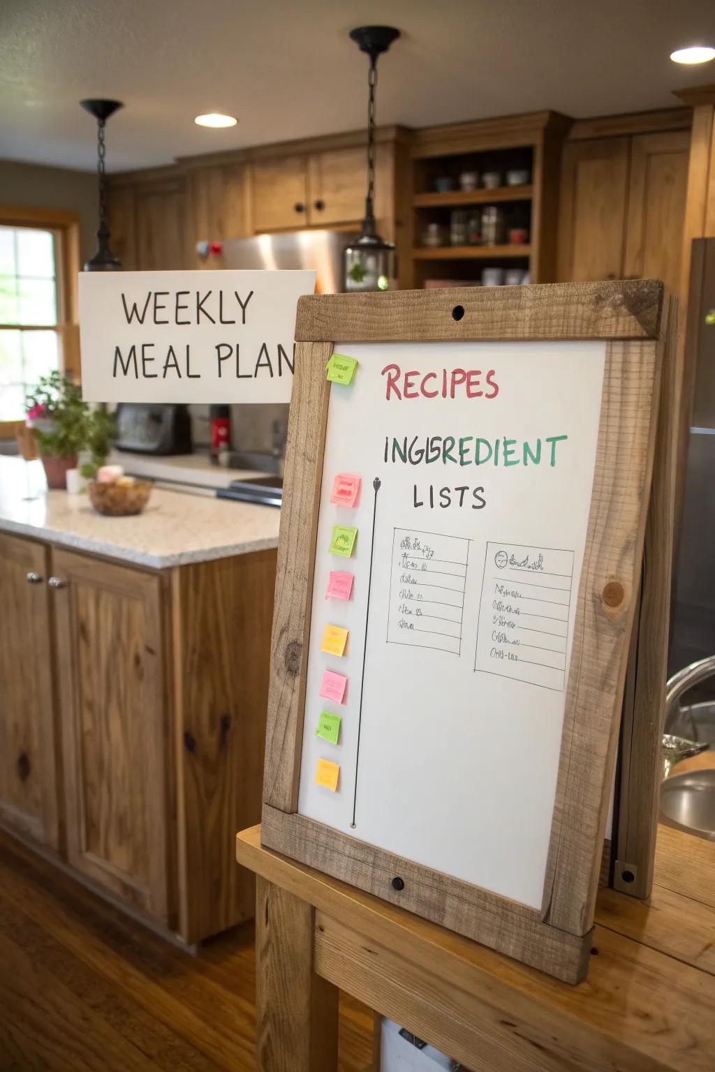 Simplify meal planning with a kitchen whiteboard.