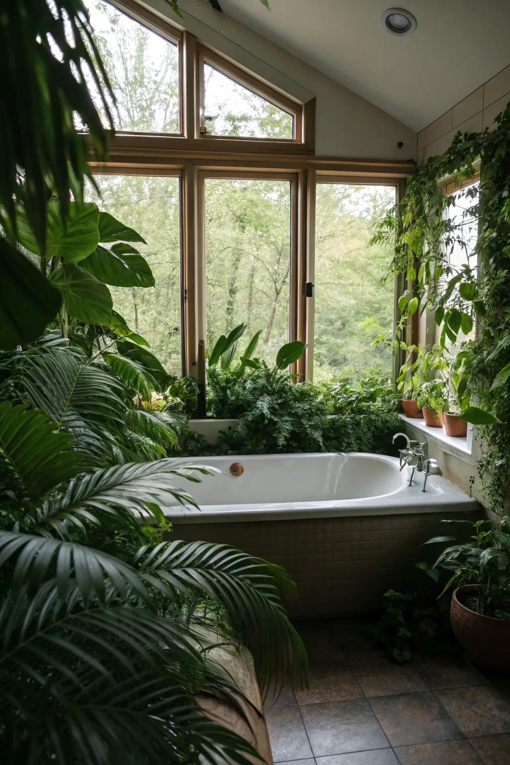 Convert your restroom into a serene refuge with plants.
