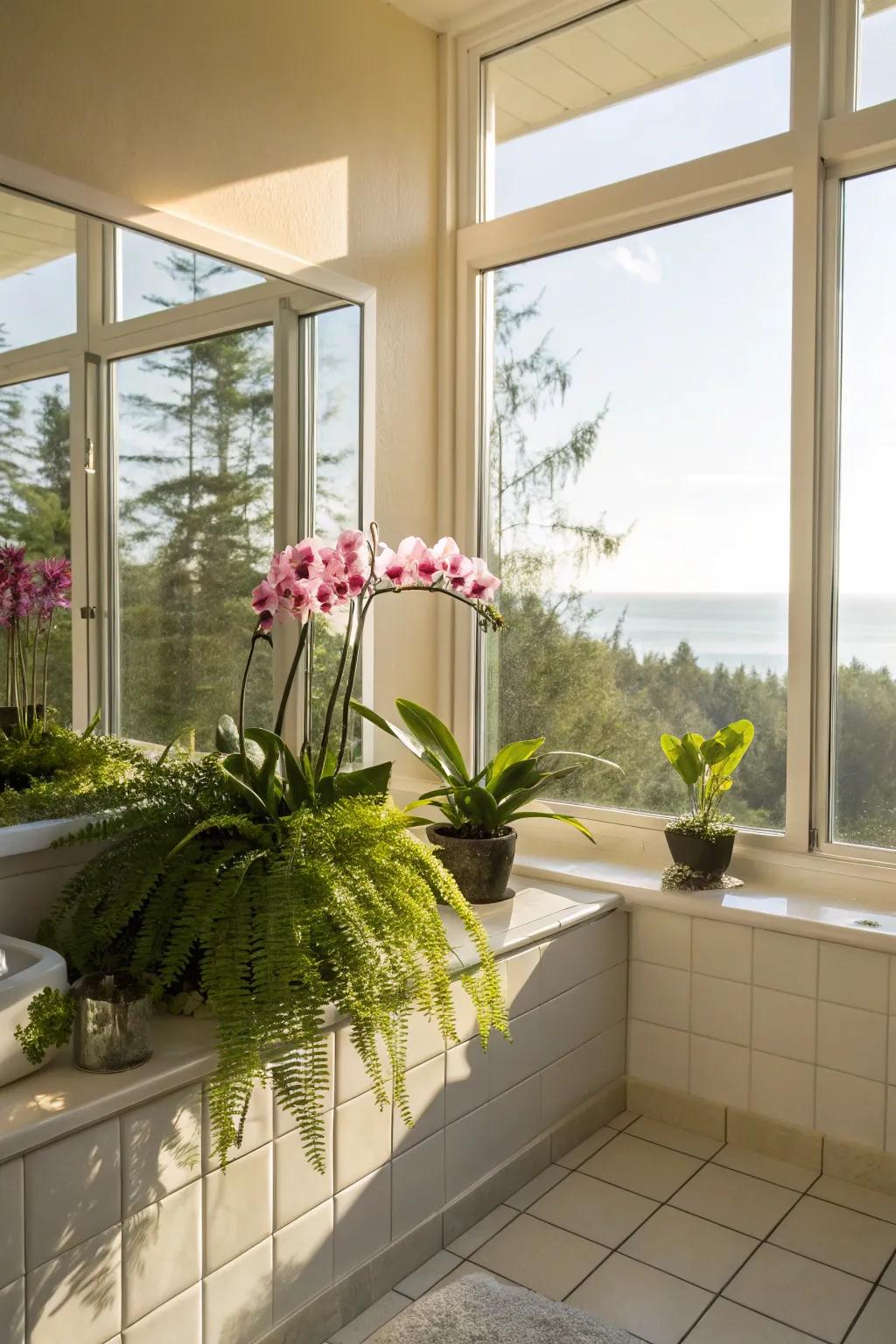 Harness natural light to keep your bathroom plants thriving.
