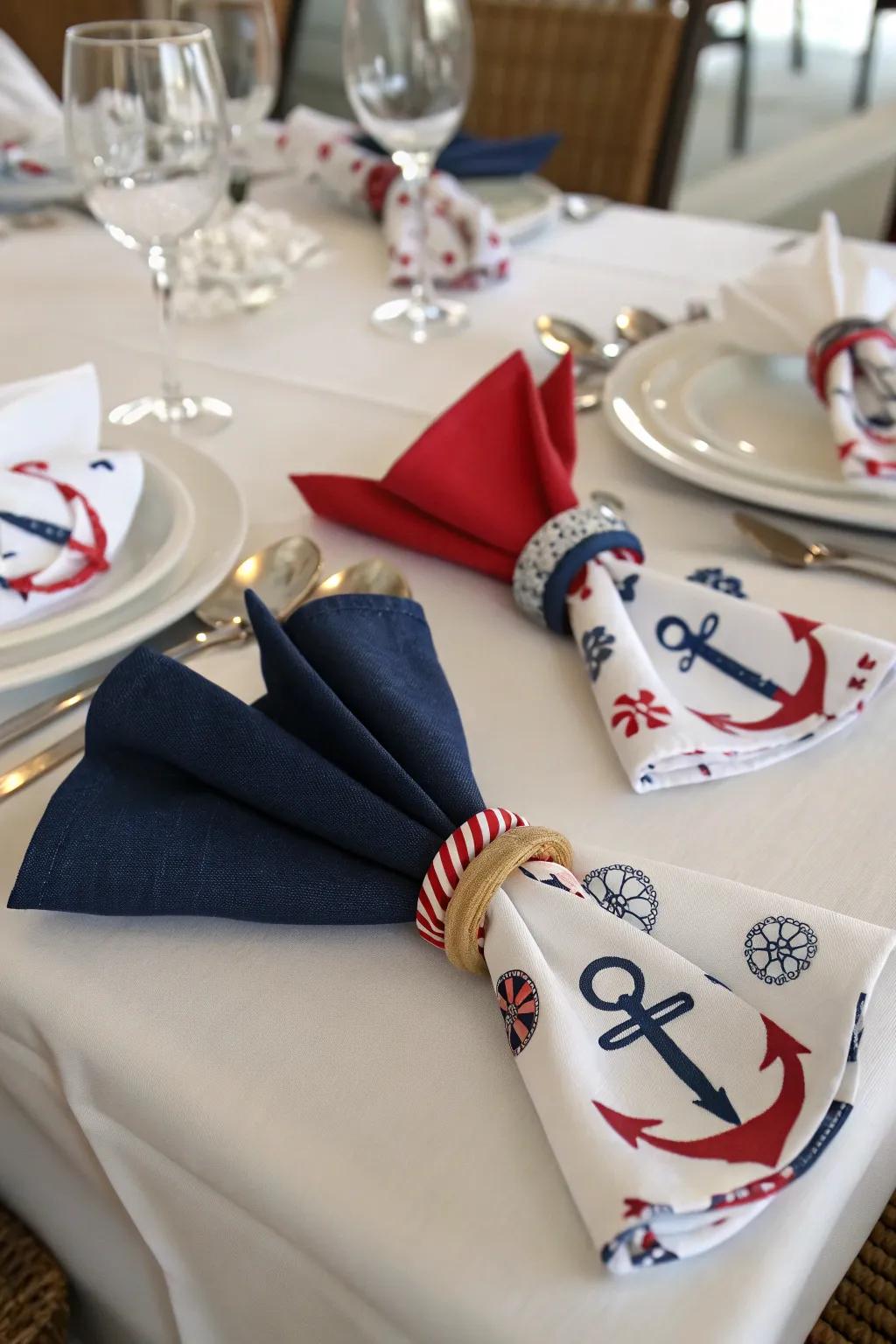 Inject character through napkins that follow a theme.