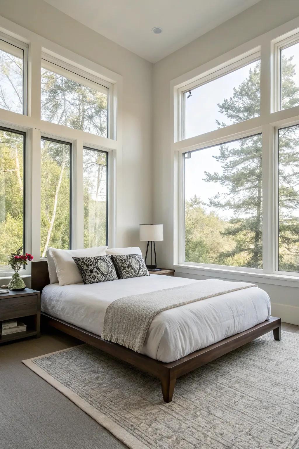 Low-profile beds amplify the spacious ambiance of a room.