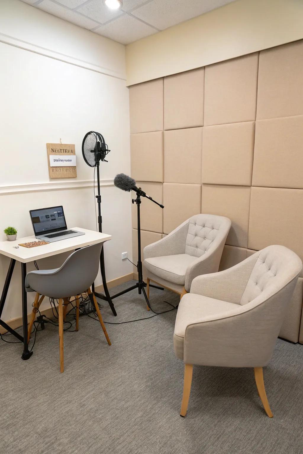 A simple podcast studio design.